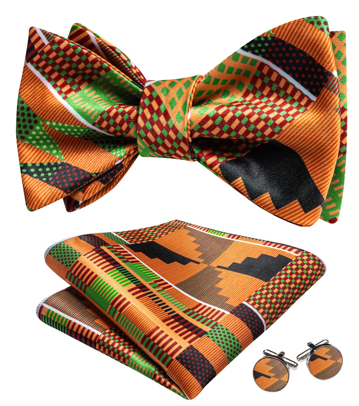 YOHOWA Bow Ties for Men Paisley Self Tie Bowtie Pocket Square Cufflinks Set