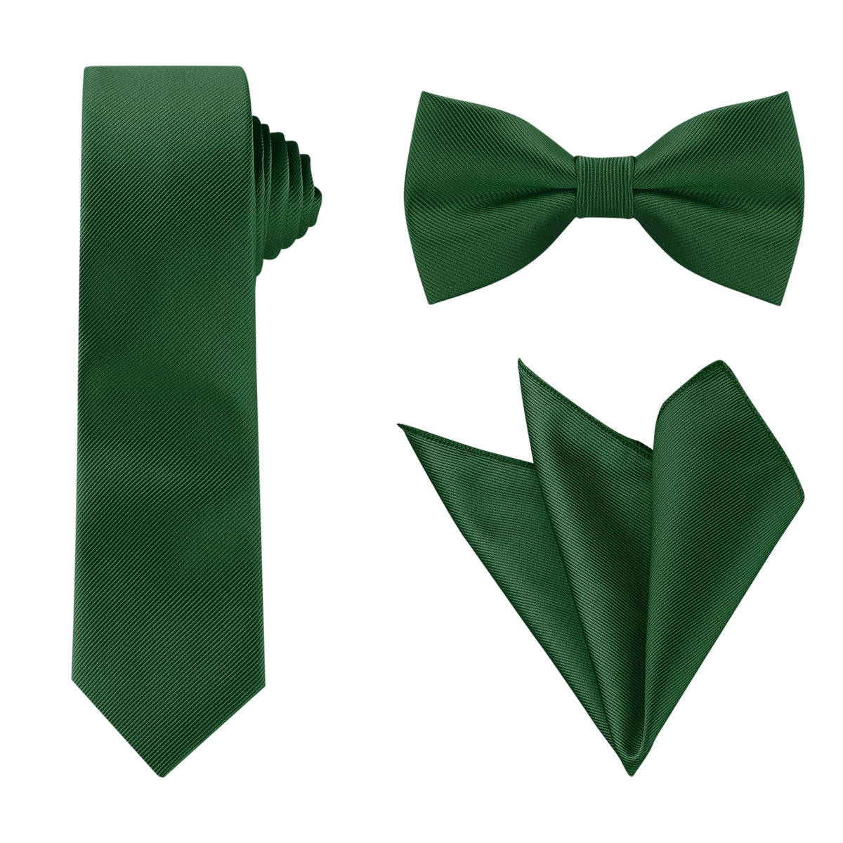 Allegra K Men Solid Color Satin Bowtie Necktie Set for Wedding Business