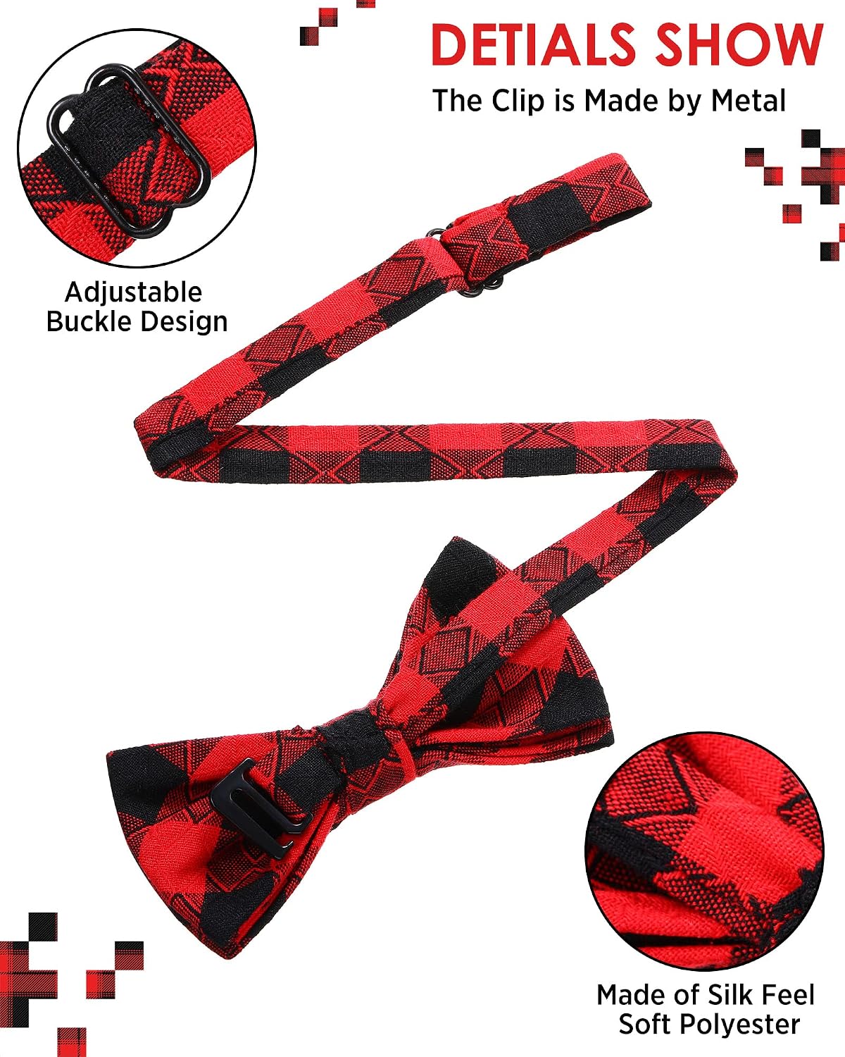 20 Pcs Kids Tie Bulk, Pre-tied Bow Tie for Boys, Classic Style