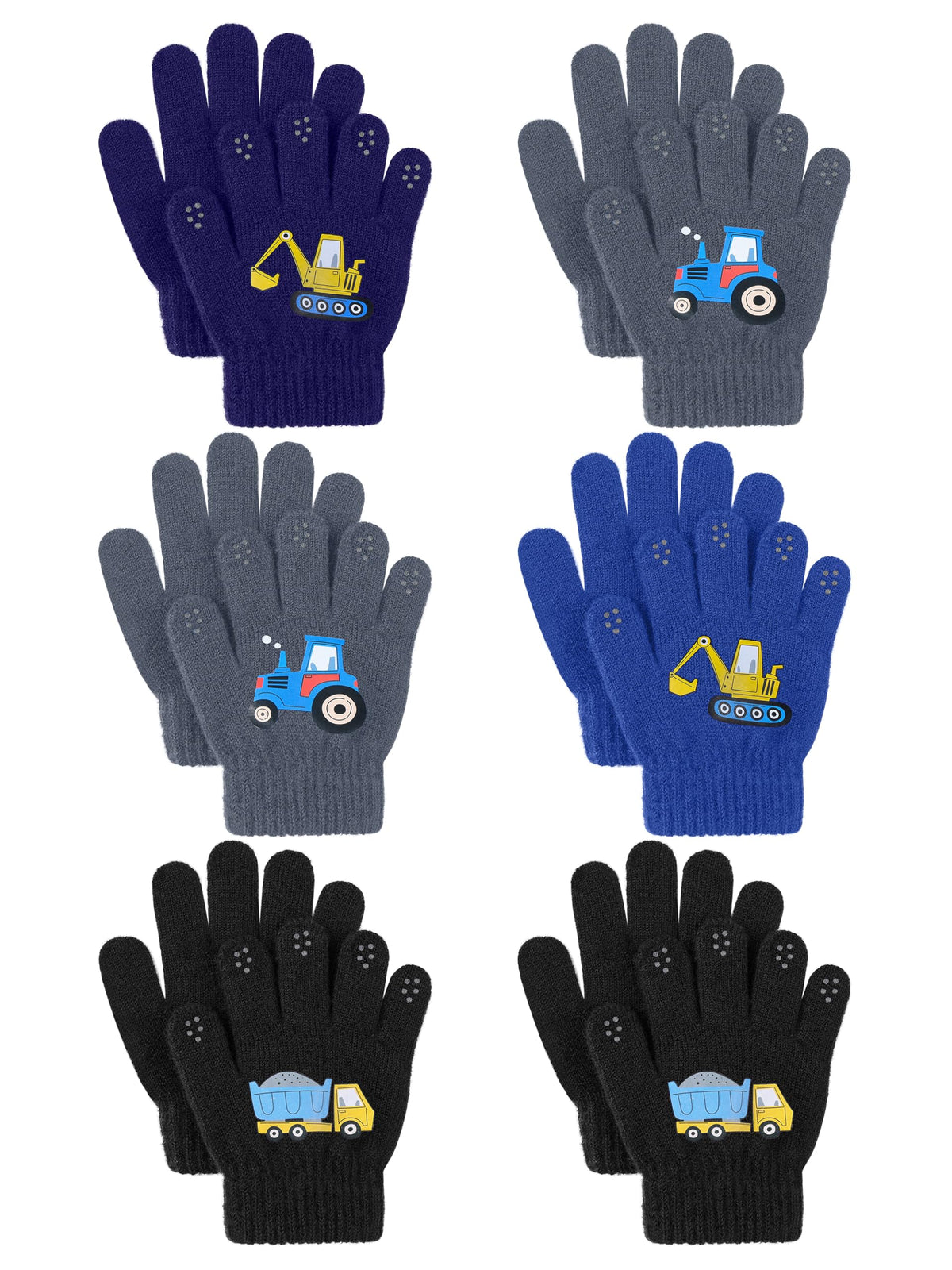 Cooraby 6 Pairs Kids Magic Gloves Warm Winter Toddler Gloves for Boys Girls