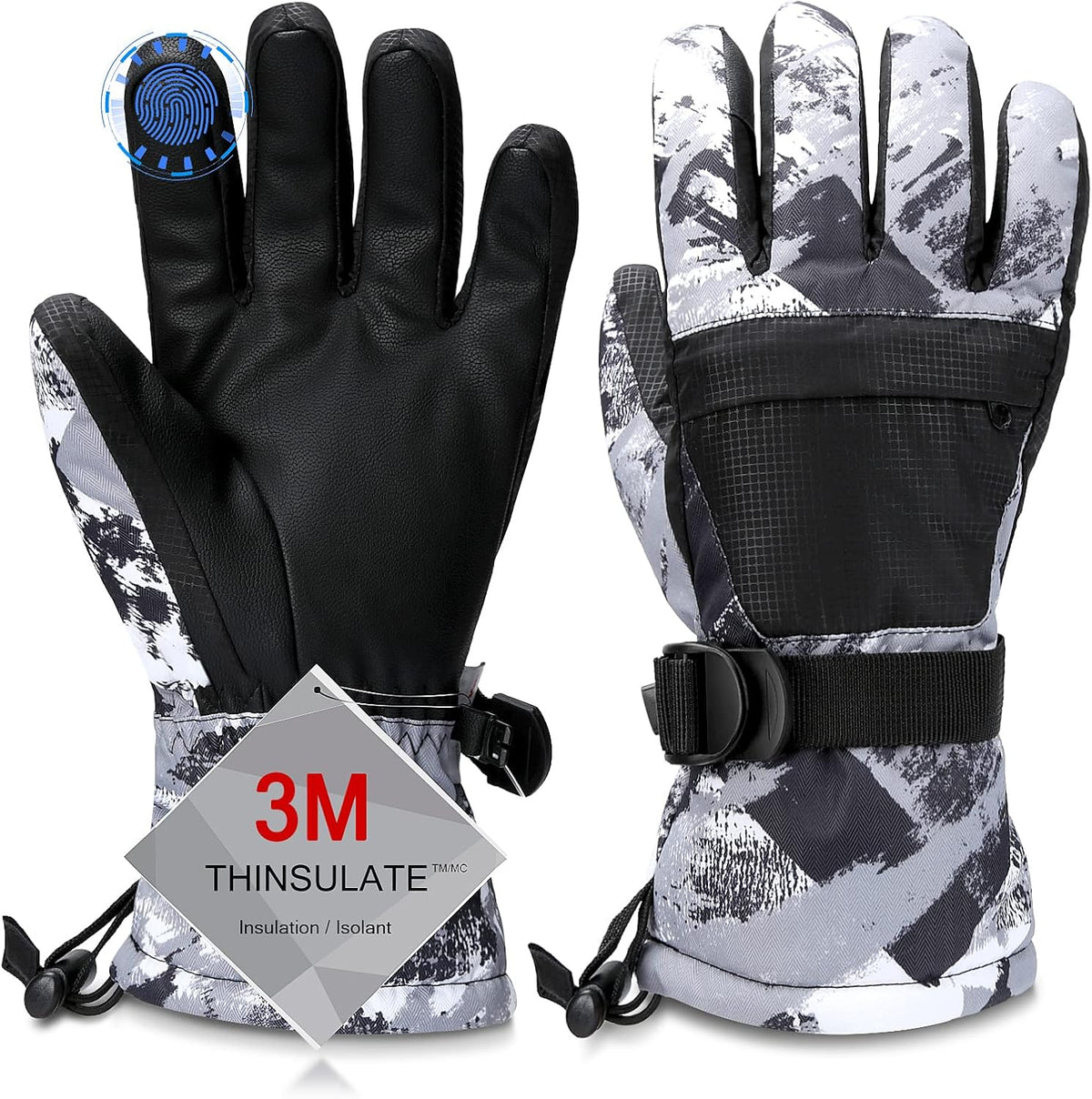 Ski Gloves,Snow Gloves Waterproof Winter Warm Cold Weather Touchscreen Gloves for Parent& Child Kids Skiing,Snowboarding