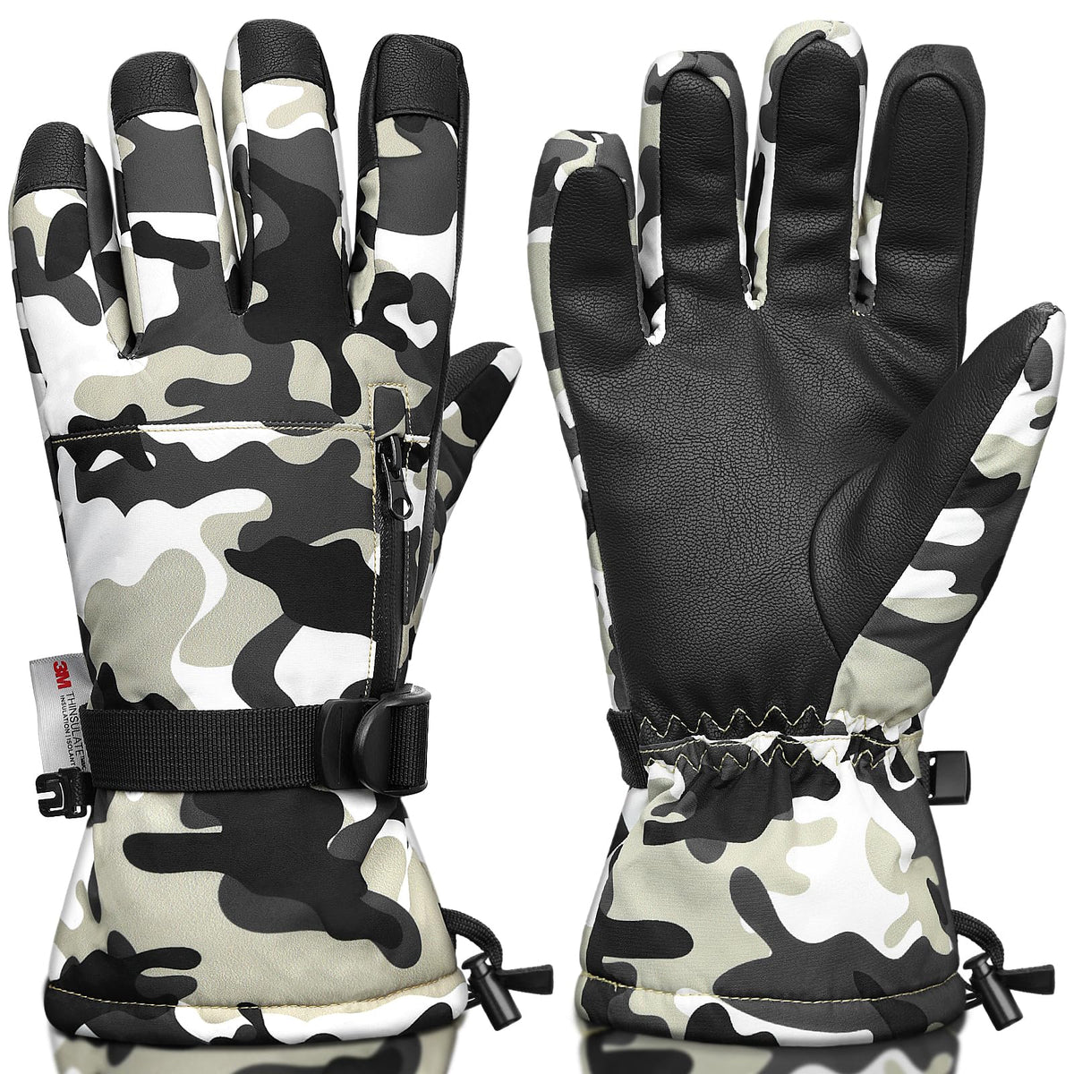 Ski Gloves,Snow Gloves Waterproof Winter Warm Cold Weather Touchscreen Gloves for Parent& Child Kids Skiing,Snowboarding