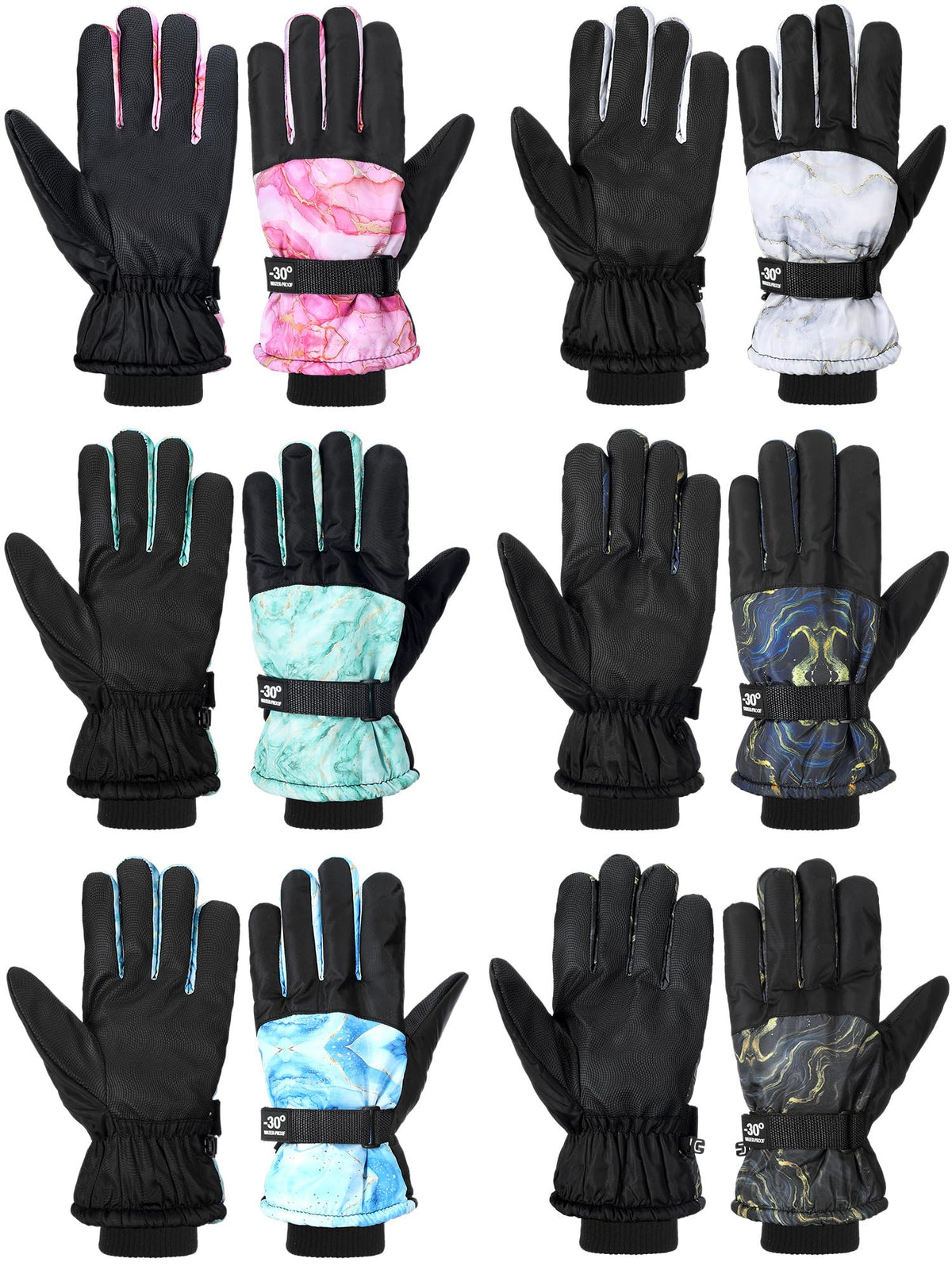 Bencailor 6 Pairs Kids Winter Snow Gloves