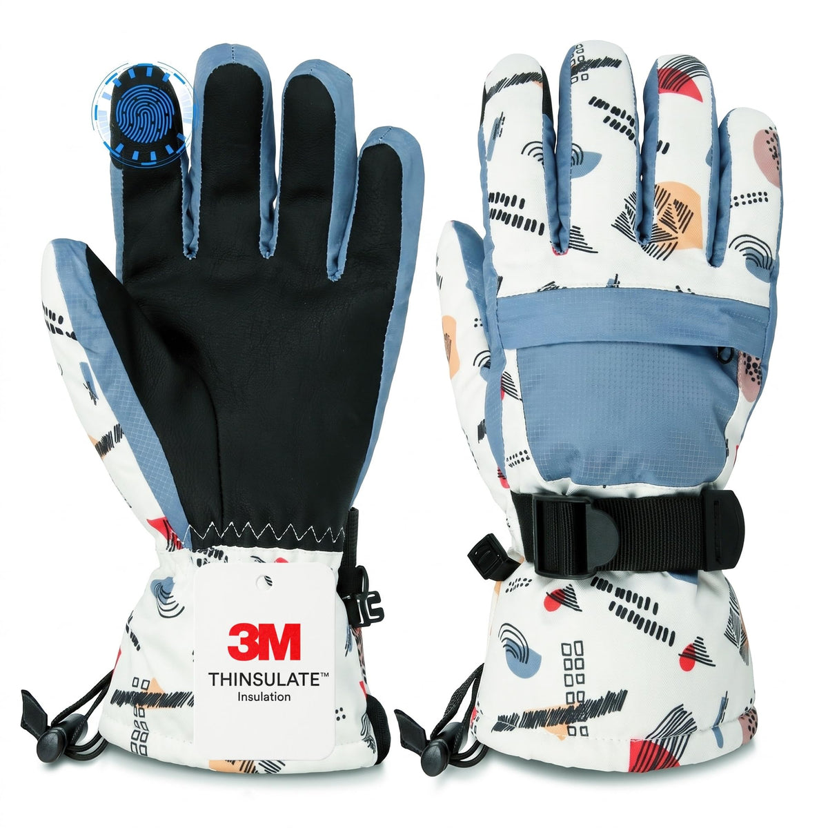 Ski Gloves,Snow Gloves Waterproof Winter Warm Cold Weather Touchscreen Gloves for Parent& Child Kids Skiing,Snowboarding