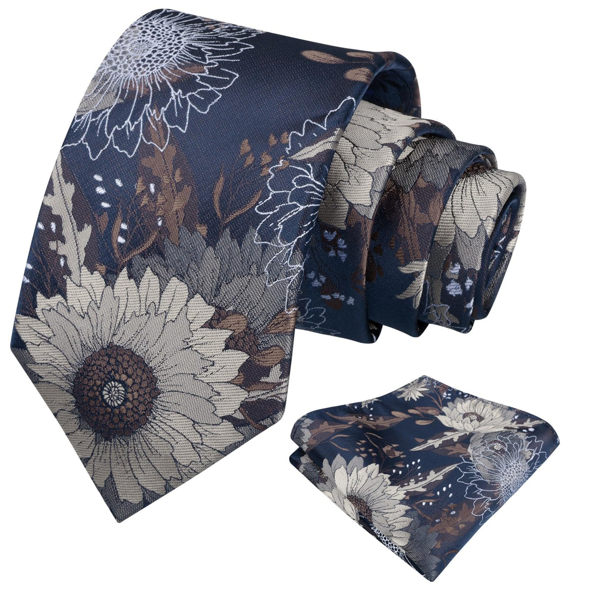Alizeal Mens Large Chrysanthemum Bloom Floral Tie Set