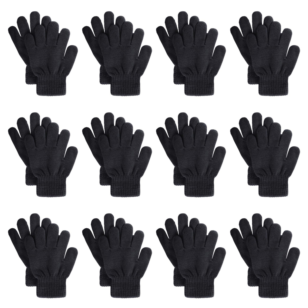 jiebor 12 Pairs Kids Warm Winter Knit Gloves for Boys Girls Children