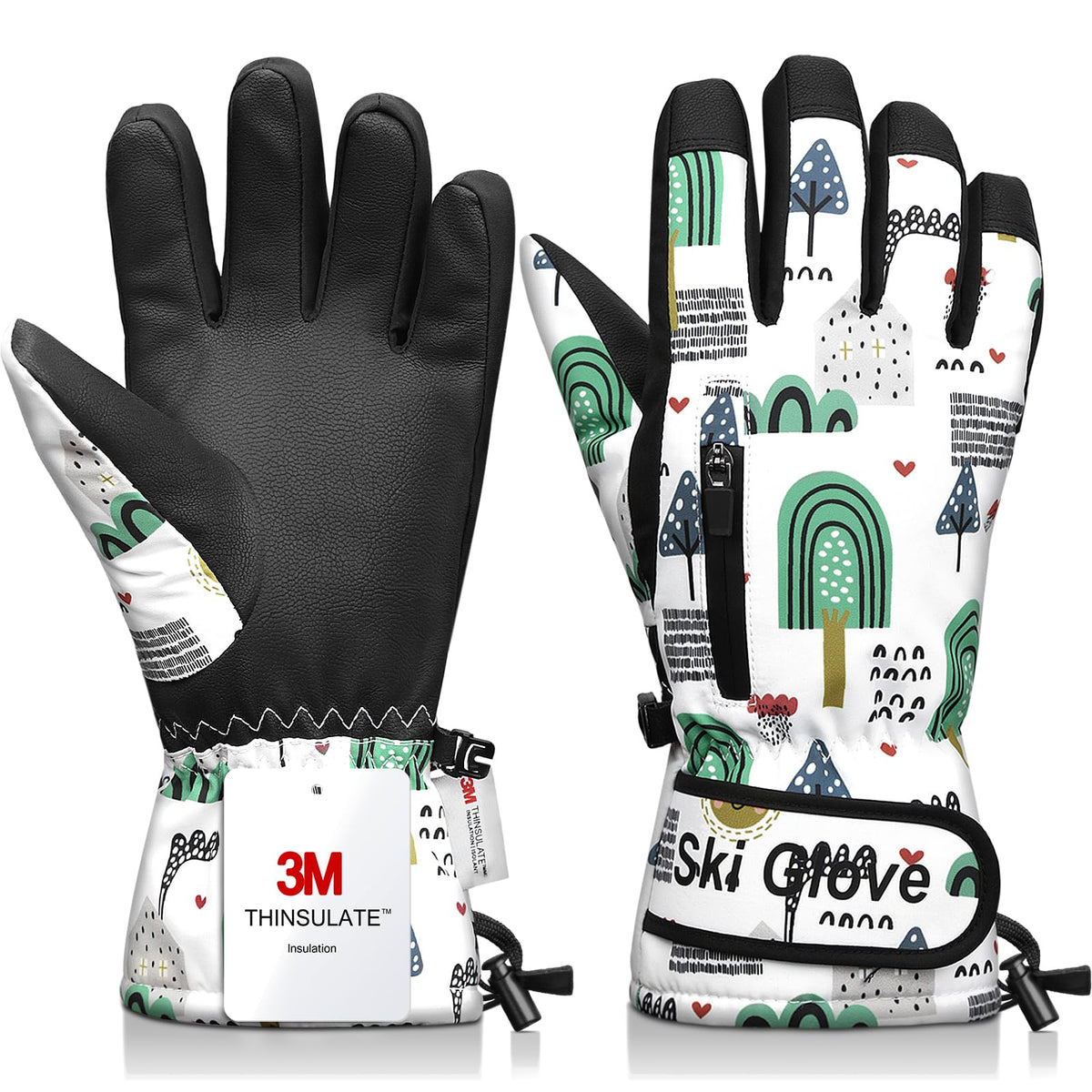 Ski Gloves,Snow Gloves Waterproof Winter Warm Cold Weather Touchscreen Gloves for Parent& Child Kids Skiing,Snowboarding