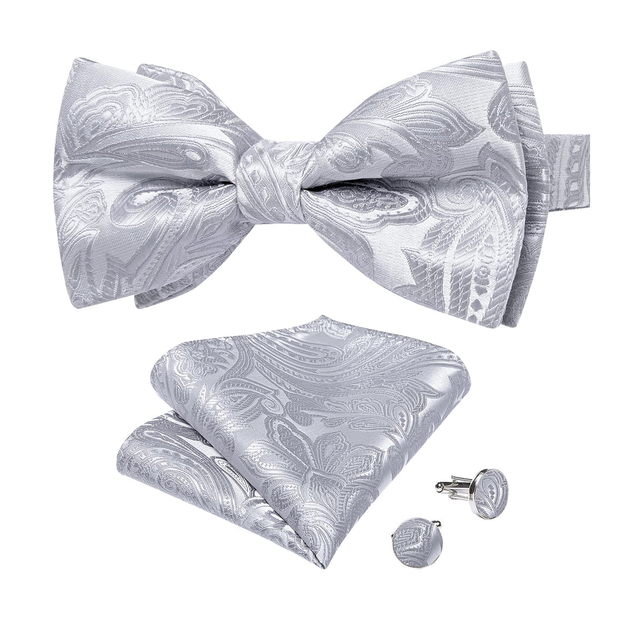 DiBanGu Silk Paisley Bow Tie for Men Formal Pre-tied Bowtie Set