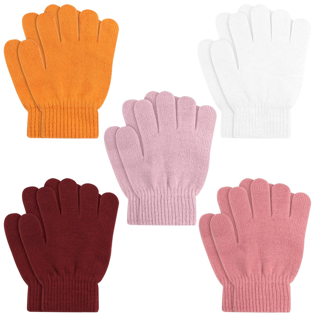 ONESING 3-24 Pairs Winter Knit Gloves for Kids - White Finger Gloves for Boys and Girls