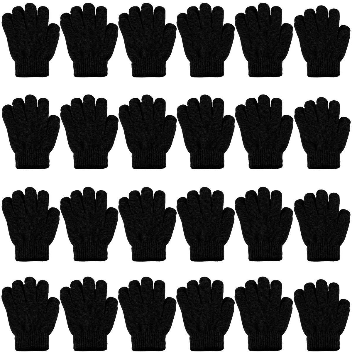 ONESING 3-24 Pairs Winter Knit Gloves for Kids - White Finger Gloves for Boys and Girls