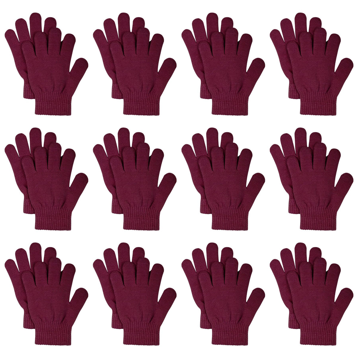 jiebor 12 Pairs Kids Warm Winter Knit Gloves for Boys Girls Children