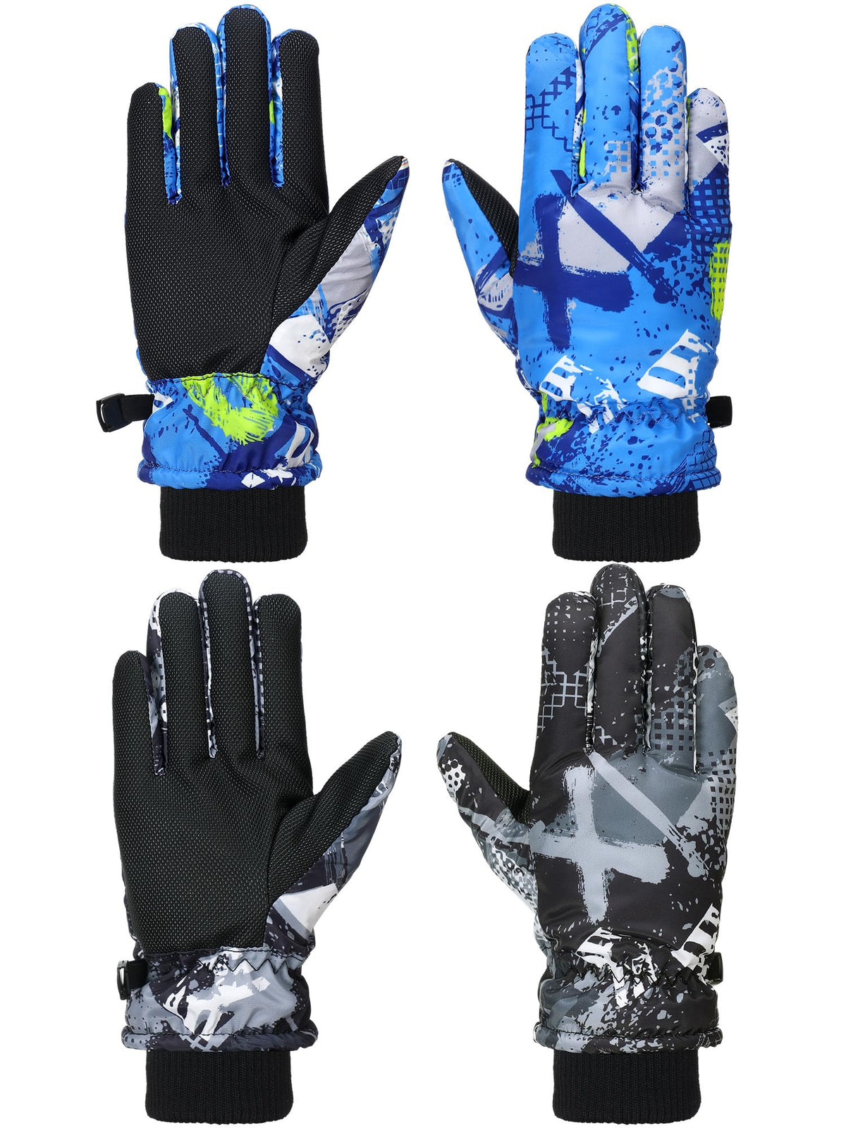 Honoson 2 Pairs Kids Waterproof Winter Snow Gloves