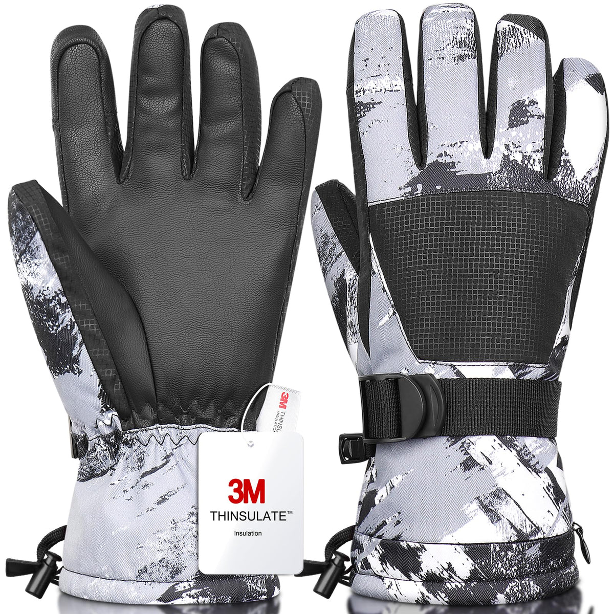 Ski Gloves,Snow Gloves Waterproof Winter Warm Cold Weather Touchscreen Gloves for Parent& Child Kids Skiing,Snowboarding