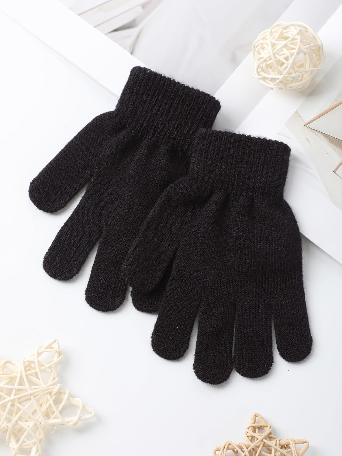 Glooarm 12 Pairs Kids Gloves Winter Toddler Full Finger Knit Gloves Bulk