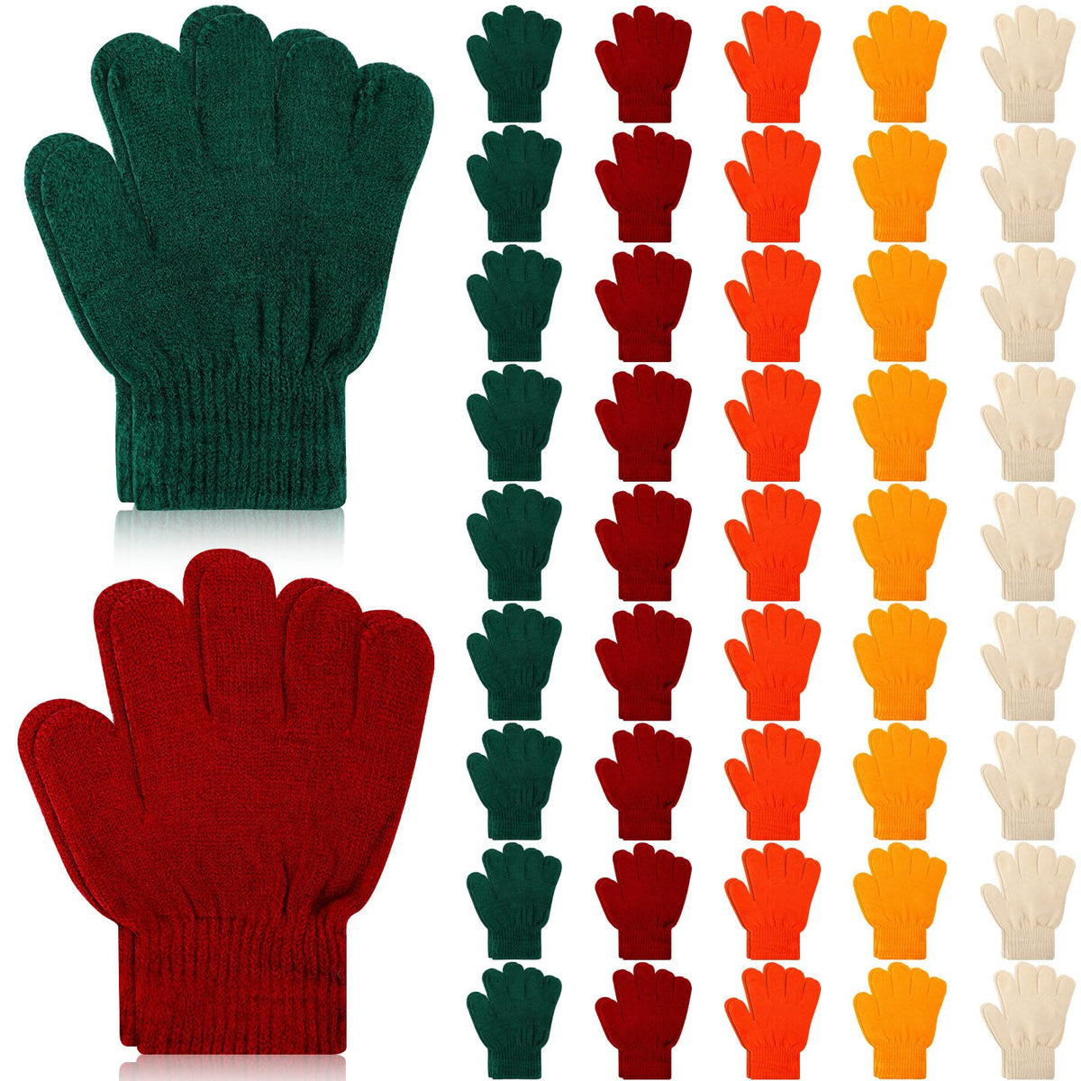 Handepo 50 Pairs Bulk Kids Gloves Winter