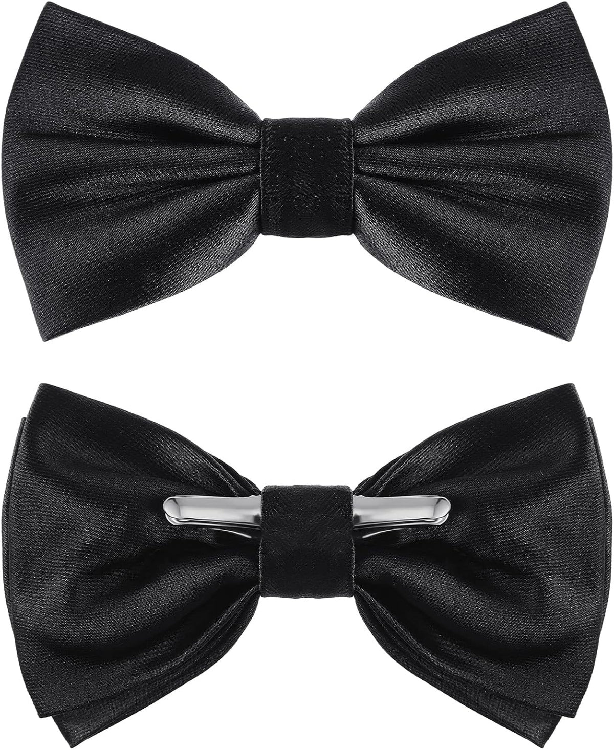 Geyoga 2 Packs Clip on Bow Ties for Men Solid Wedding