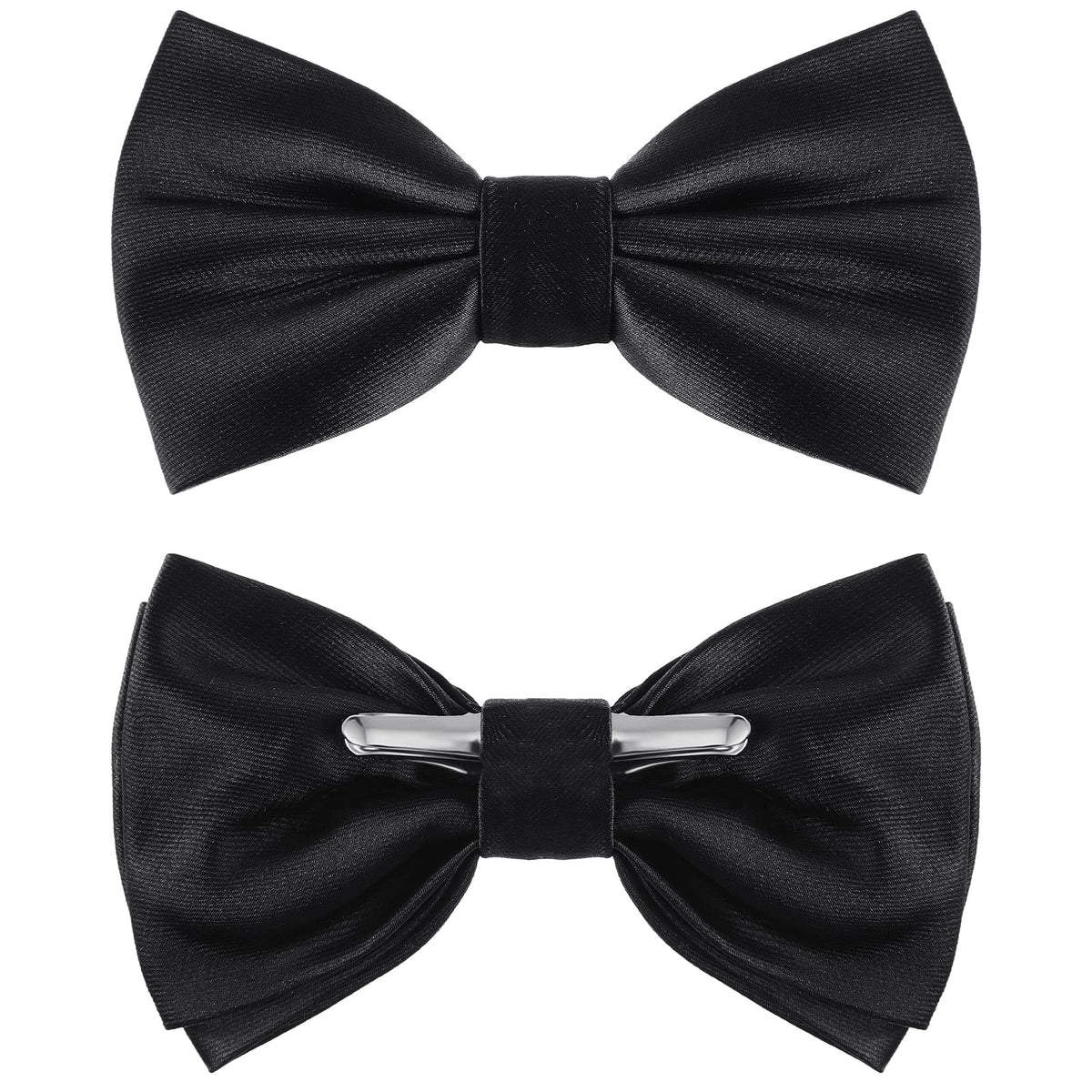 Geyoga 2 Packs Clip on Bow Ties for Men Solid Wedding