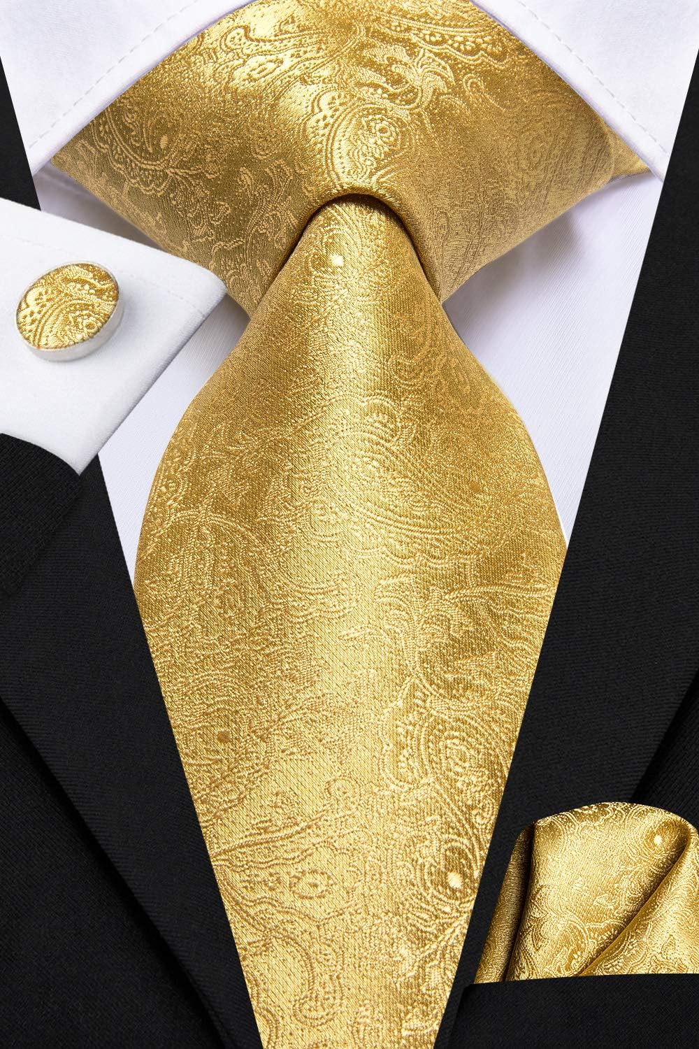 5Pcs Mens Solid Tie Satin Bowtie Lapel Pin Handkerchief Cufflink