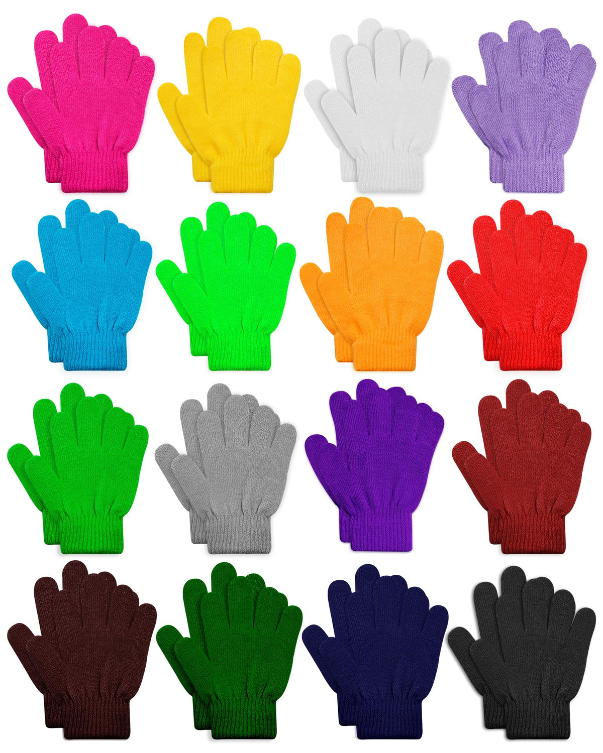 ONESING 3-24 Pairs Winter Knit Gloves for Kids - White Finger Gloves for Boys and Girls