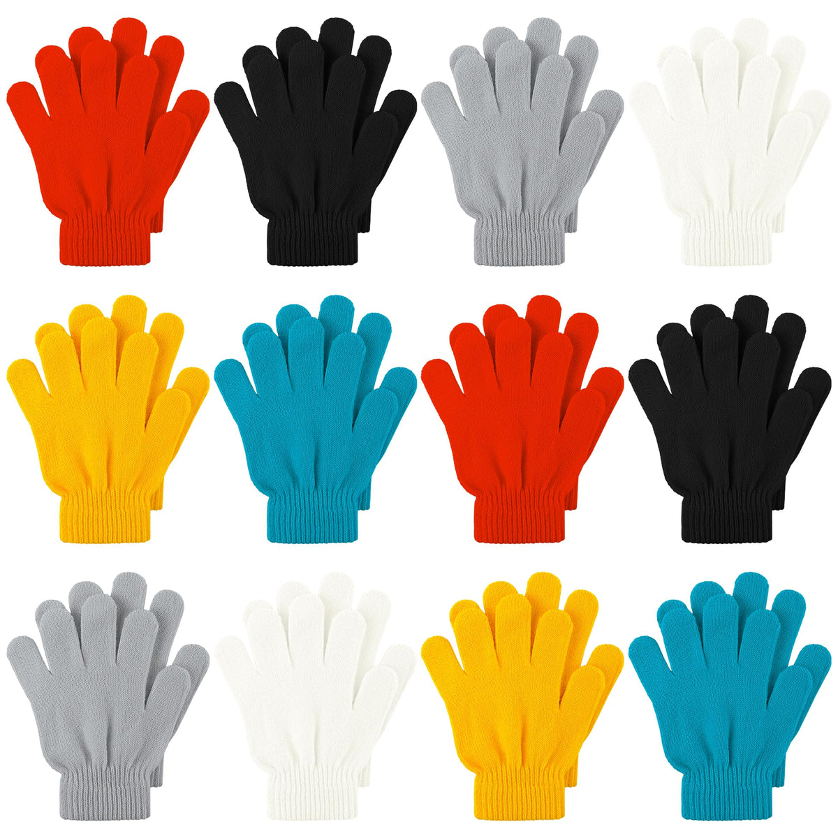 Cooraby 12 Pairs Kid's Winter Magic Gloves Children Stretchy Warm Magic Gloves Boys or Girls Knit Gloves for 6-12 Years