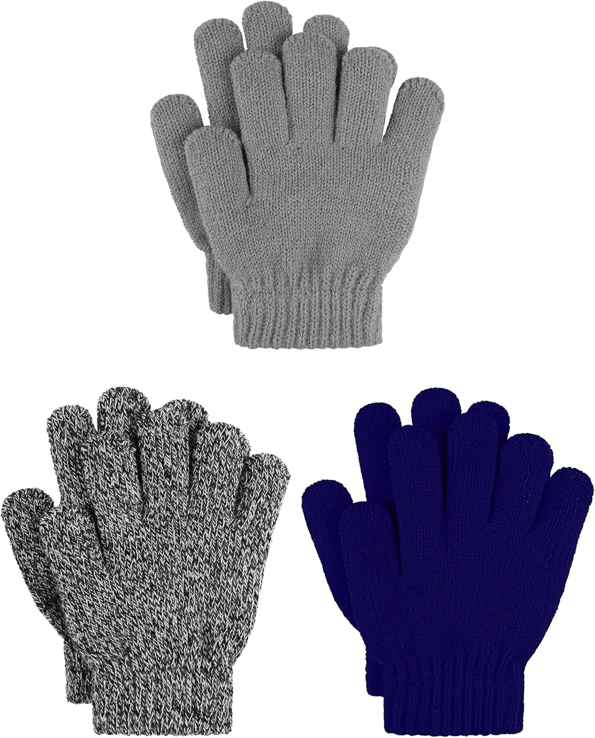 Cooraby 3 Pairs Kids Winter Gloves Thick Warm Toddler Gloves for Boys Girls