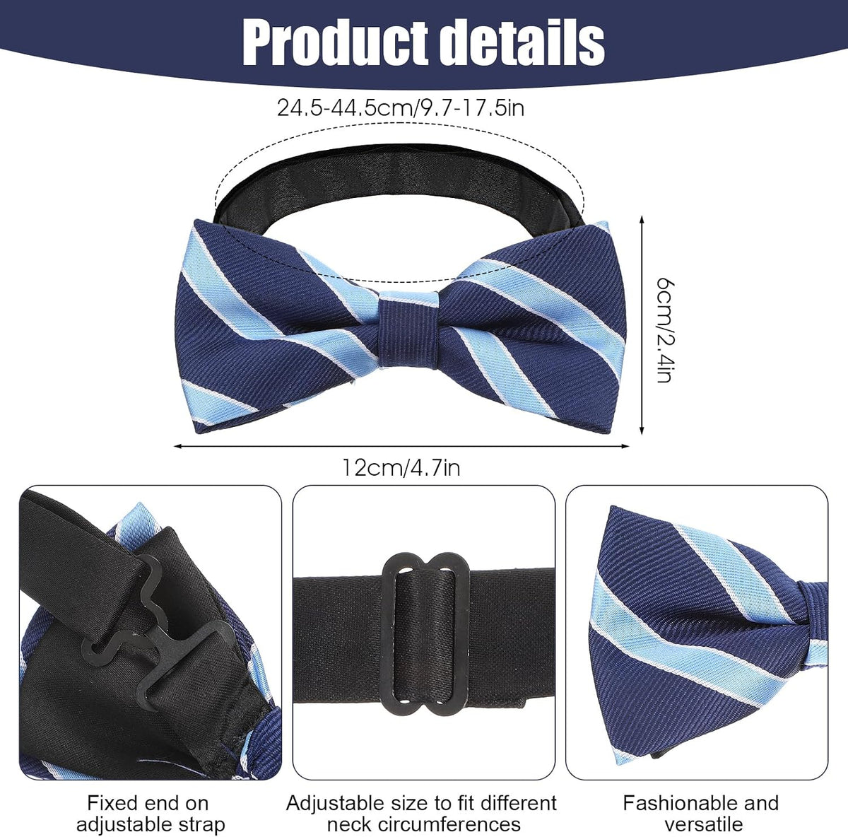 2PCS Necktie & Bow Tie for Boys, Pre-Tied Necktie & Bowtie
