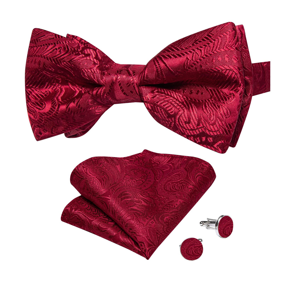 DiBanGu Silk Paisley Bow Tie for Men Formal Pre-tied Bowtie Set