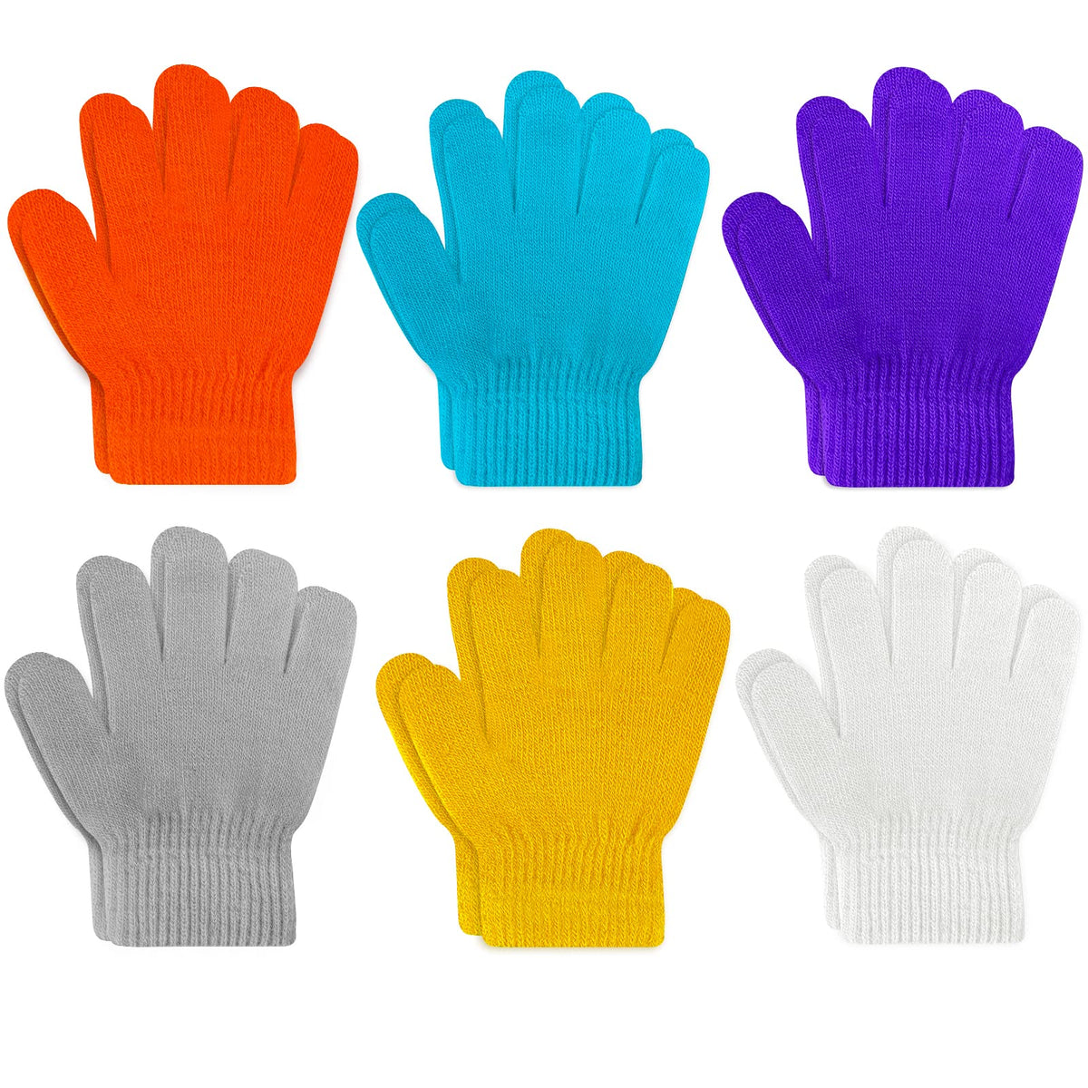 ONESING 3-24 Pairs Winter Knit Gloves for Kids - White Finger Gloves for Boys and Girls