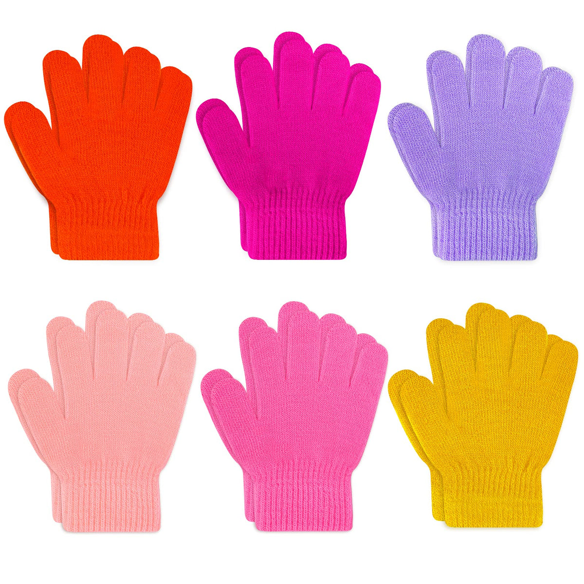 ONESING 3-24 Pairs Winter Knit Gloves for Kids - White Finger Gloves for Boys and Girls