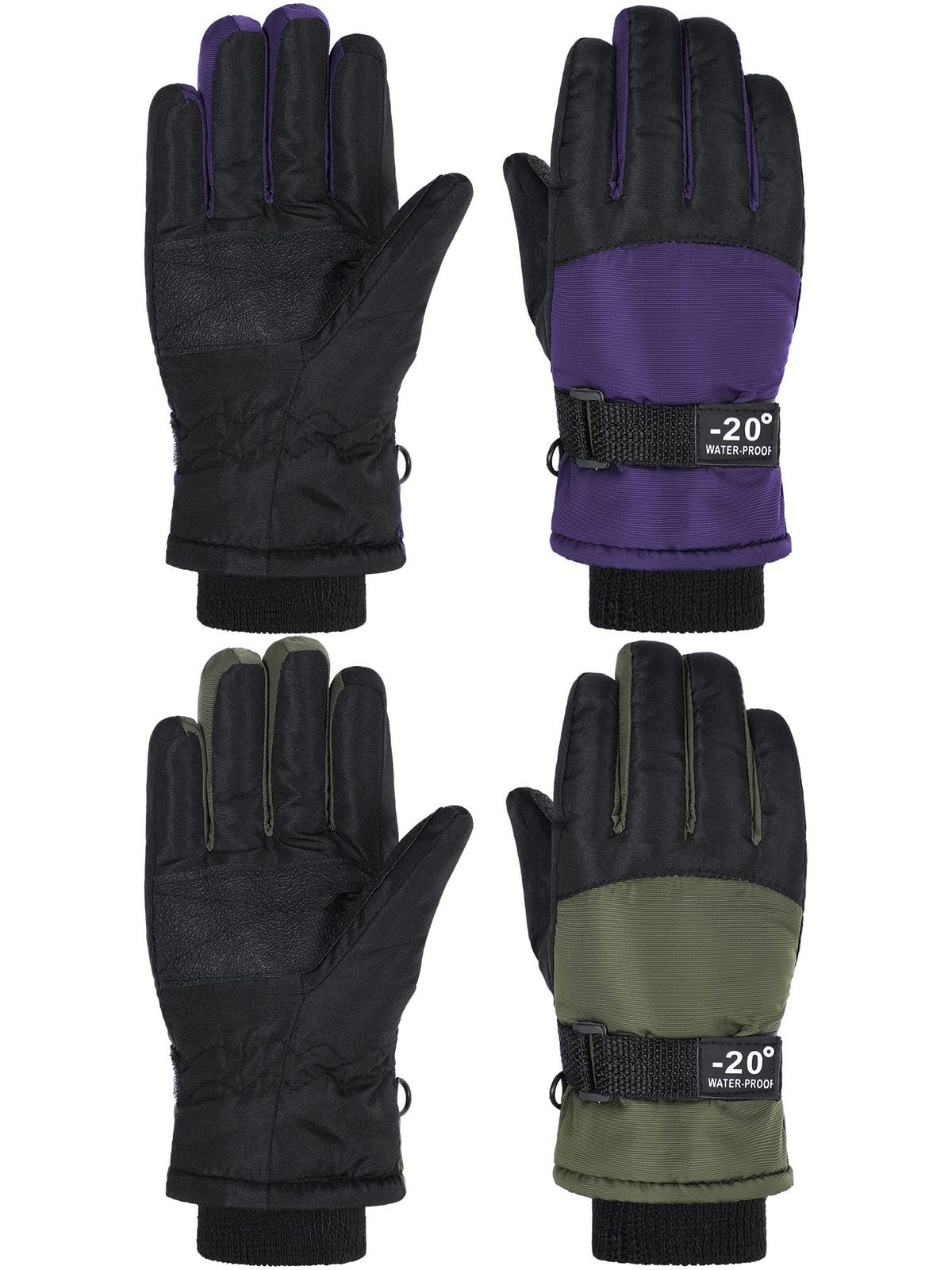 SATINIOR 2 Pair Kids Waterproof Winter Gloves