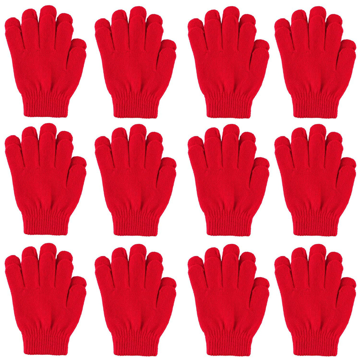 Cooraby 12 Pairs Kid's Winter Magic Gloves Children Stretchy Warm Magic Gloves Boys or Girls Knit Gloves for 6-12 Years