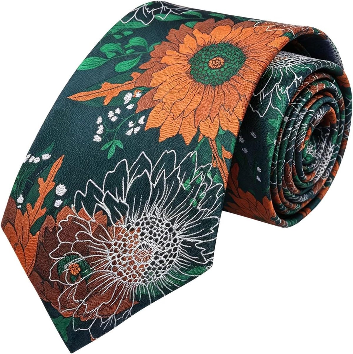 Alizeal Mens Large Chrysanthemum Bloom Floral Tie Set