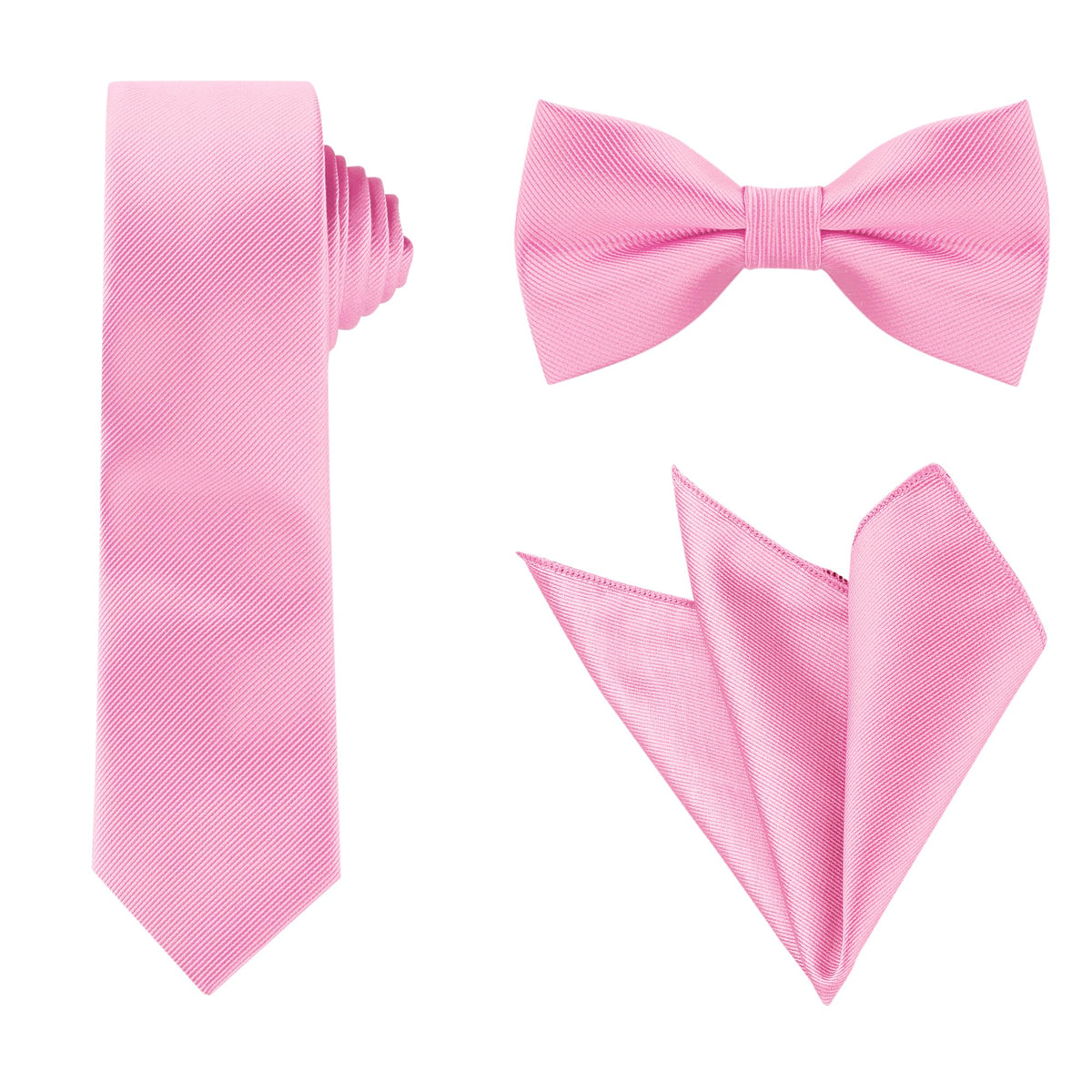 Allegra K Men Solid Color Satin Bowtie Necktie Set for Wedding Business