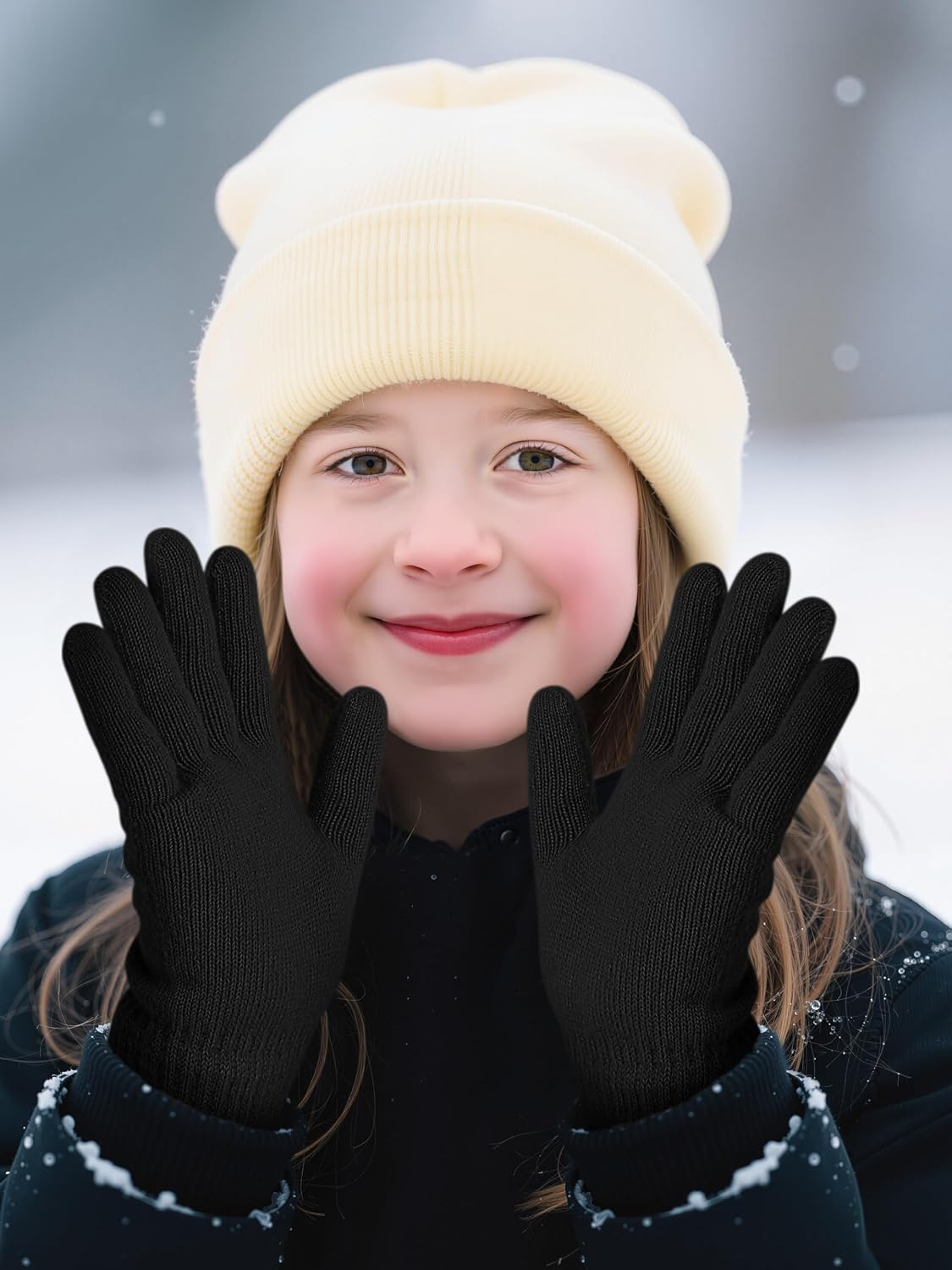 Cooraby 3 Pairs Kids Winter Gloves Thick Warm Toddler Gloves for Boys Girls