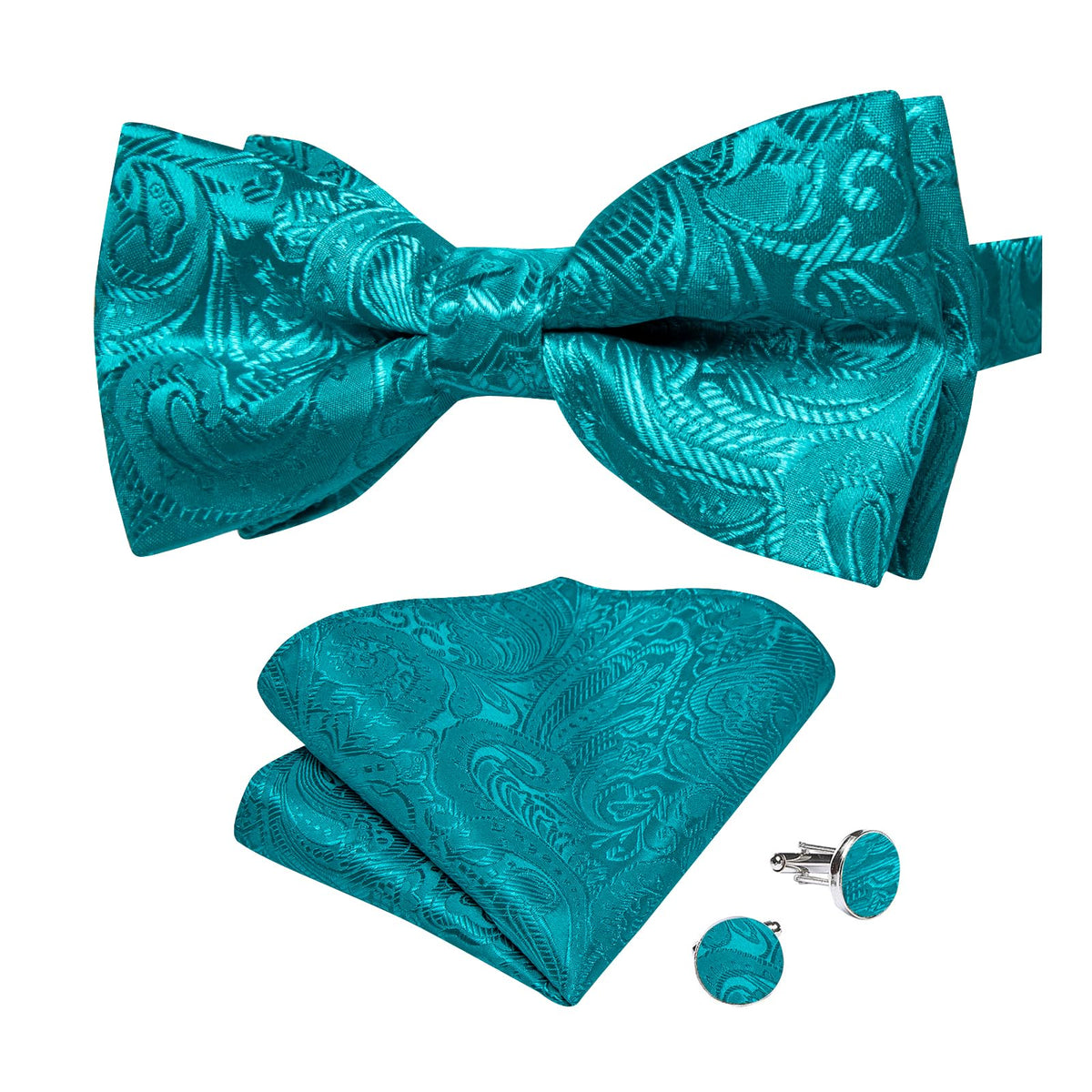 DiBanGu Silk Paisley Bow Tie for Men Formal Pre-tied Bowtie Set