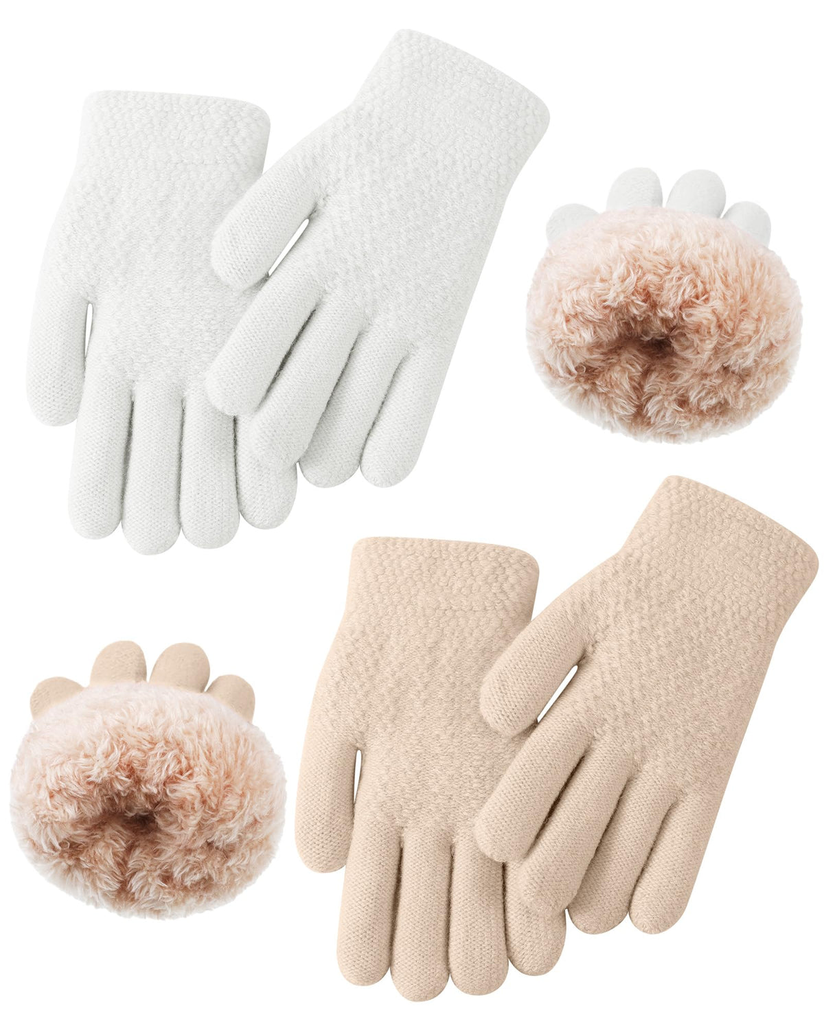 Chuarry 2 Pairs Kids Fleece Lined Gloves