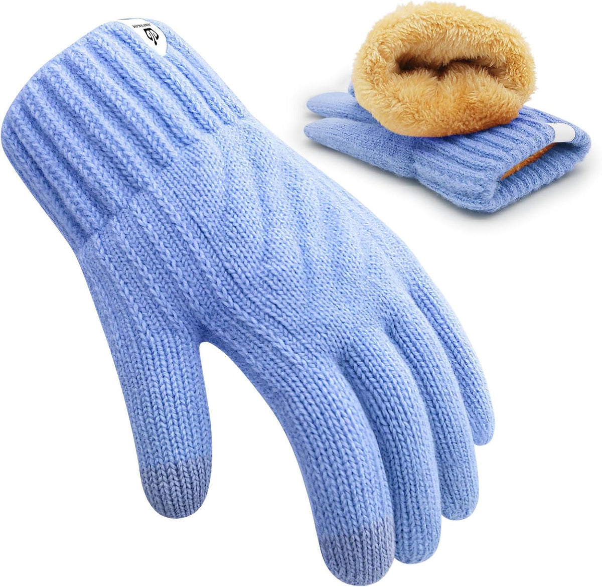 Kids Winter Gloves for Boys Girls, Fleece Lining Knitted Warm Gloves Touchscreen Thermal Children Mittens
