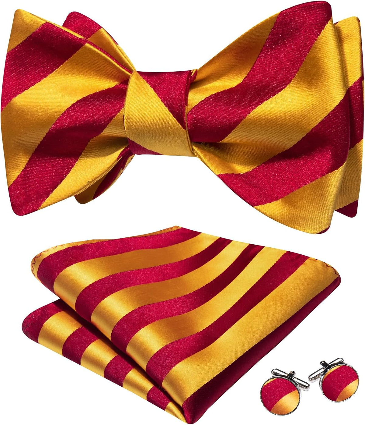 YOHOWA Bow Ties for Men Paisley Self Tie Bowtie Pocket Square Cufflinks Set