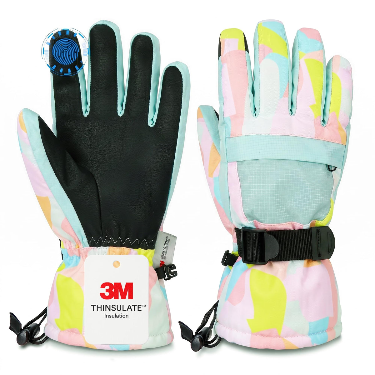 Ski Gloves,Snow Gloves Waterproof Winter Warm Cold Weather Touchscreen Gloves for Parent& Child Kids Skiing,Snowboarding