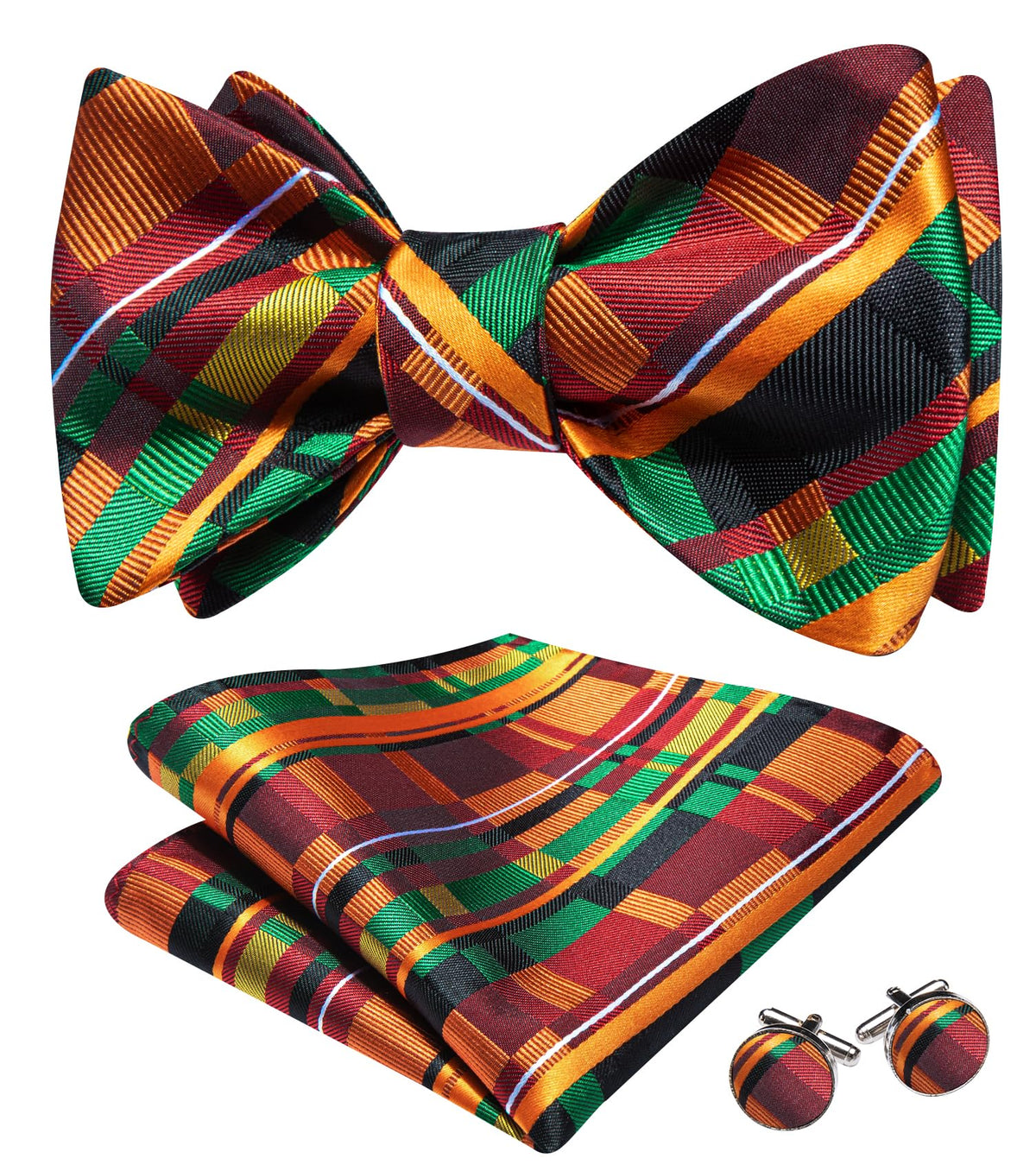YOHOWA Bow Ties for Men Paisley Self Tie Bowtie Pocket Square Cufflinks Set