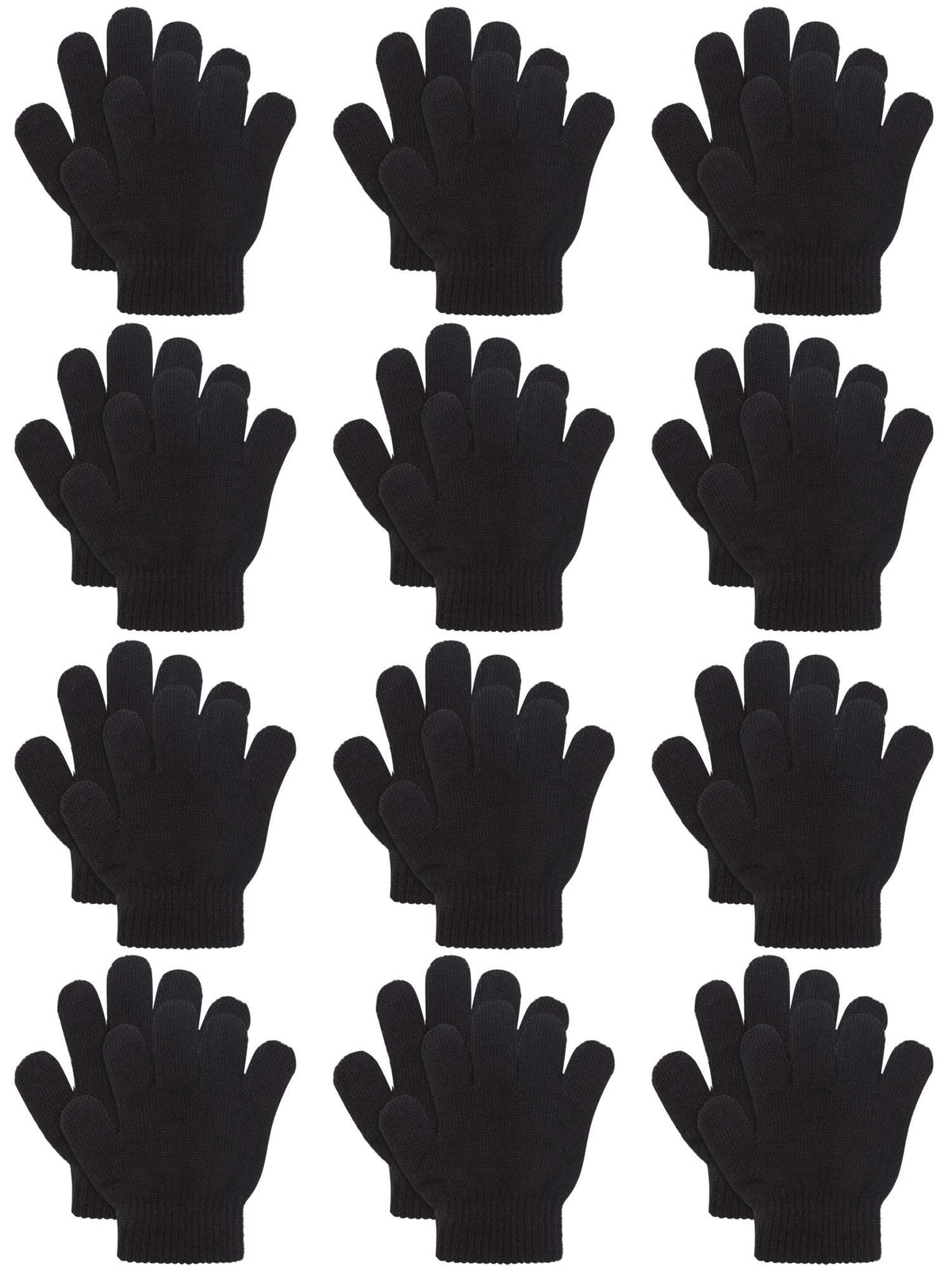 Cooraby 12 Pairs Kids Warm Magic Gloves Teens Winter Stretchy Knit Gloves Boys Girls Knit Gloves