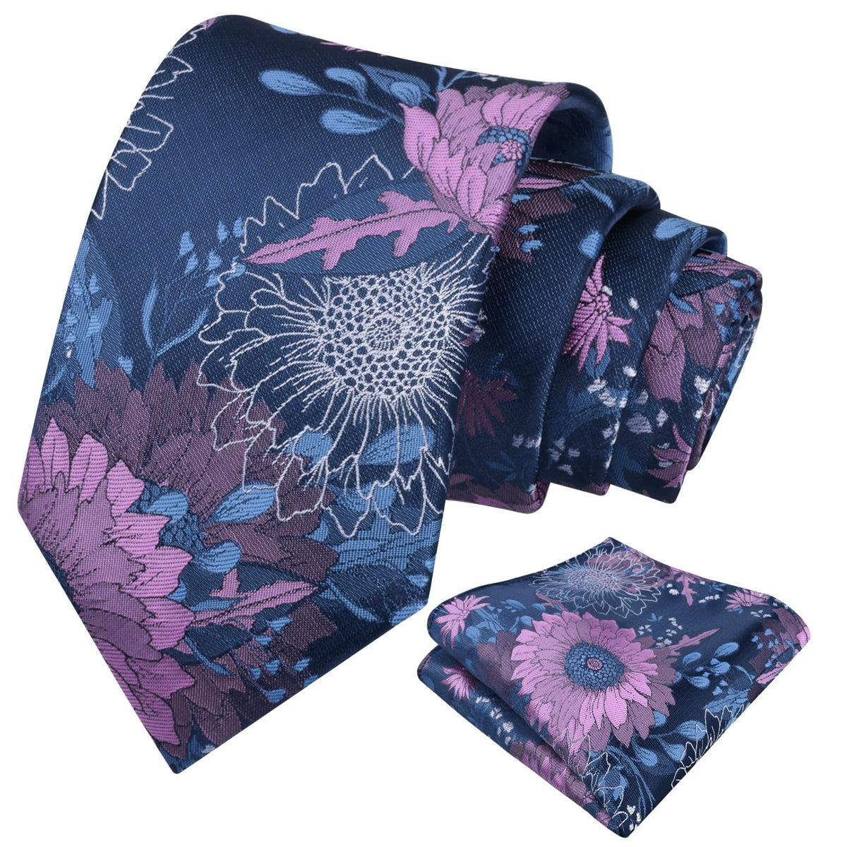 Alizeal Mens Large Chrysanthemum Bloom Floral Tie Set