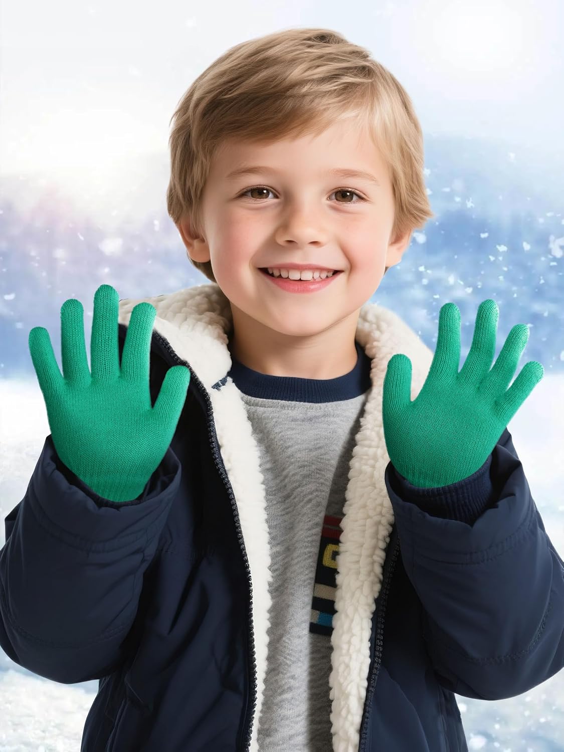 Cooraby 16 Pairs Winter Kids Gloves Warm Toddler Gloves for Boys Girls