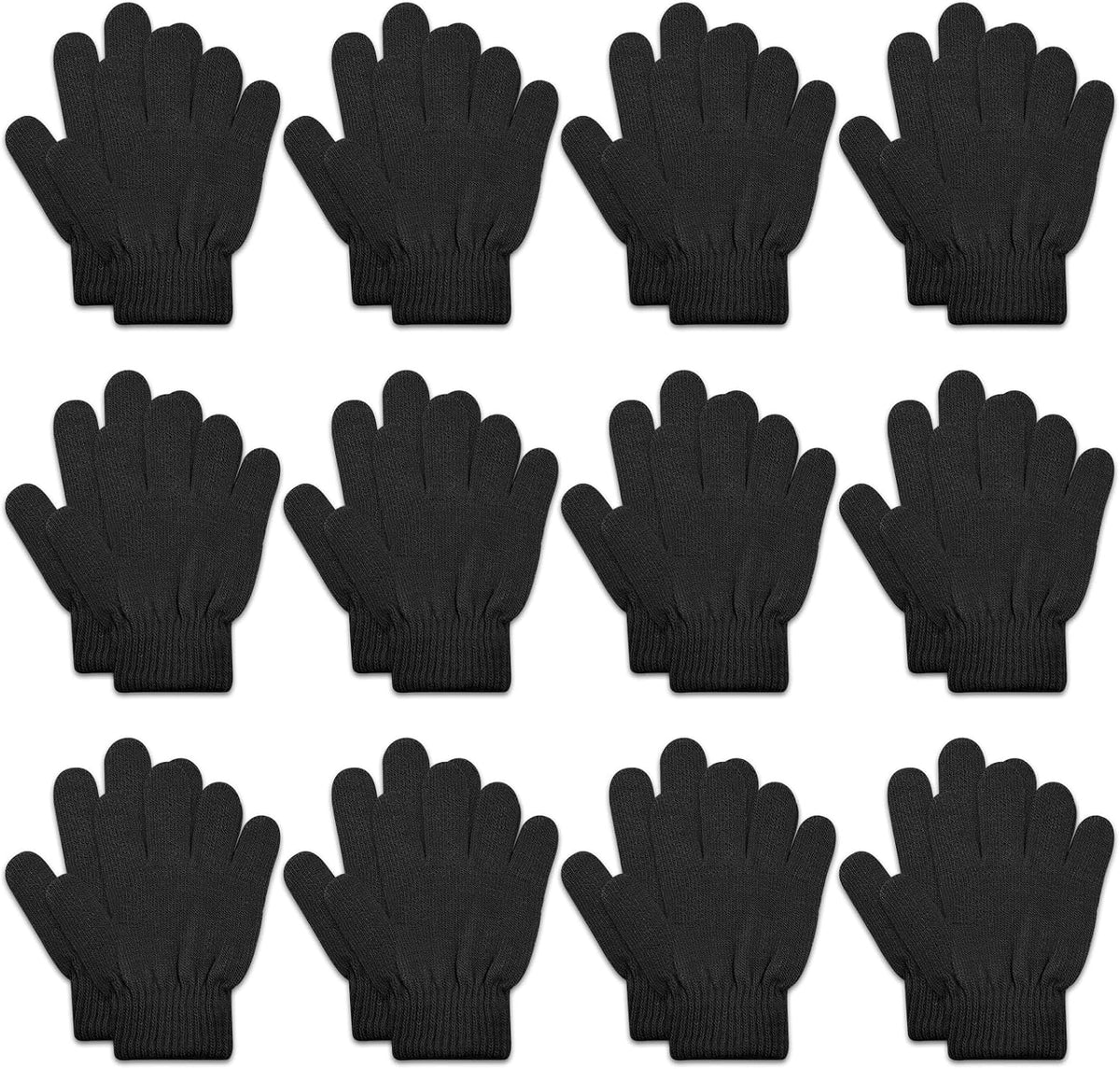 ONESING 12 Pairs Kids Gloves - Warm Knitted Winter Gloves Bulk for Girls Boys, Children Gloves Ideal for Cold Weather Mixcolor D