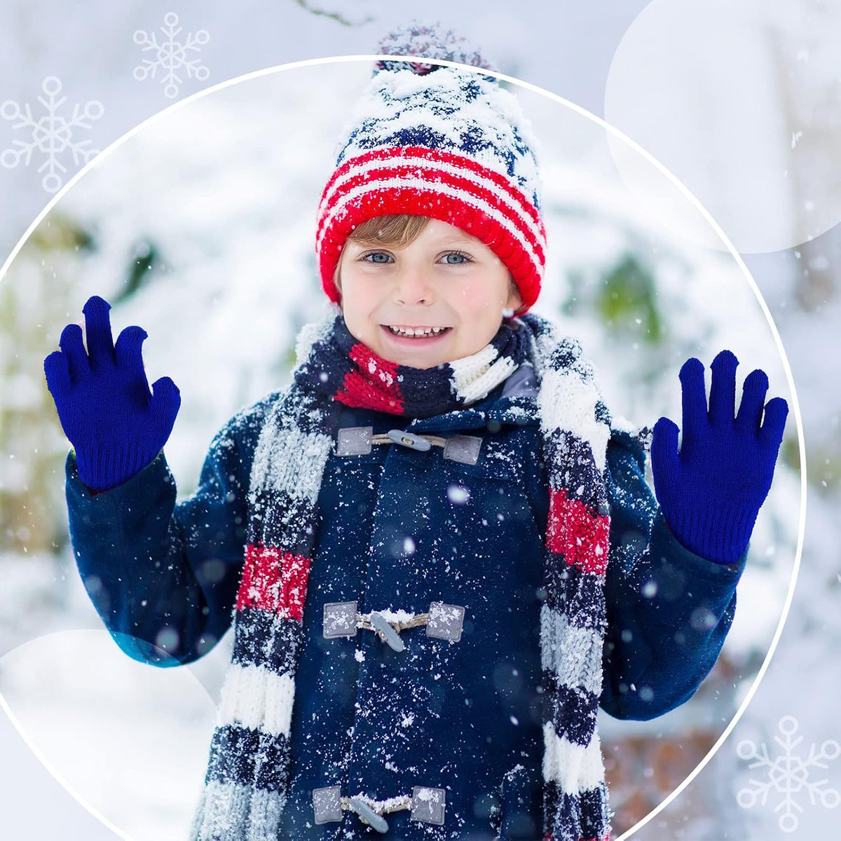 Neer 24 Pairs Kid's Winter Gloves Colorful Knit Gloves Bulk