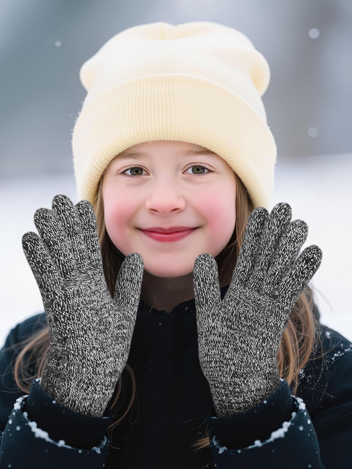 Cooraby 3 Pairs Kids Winter Gloves Thick Warm Toddler Gloves for Boys Girls