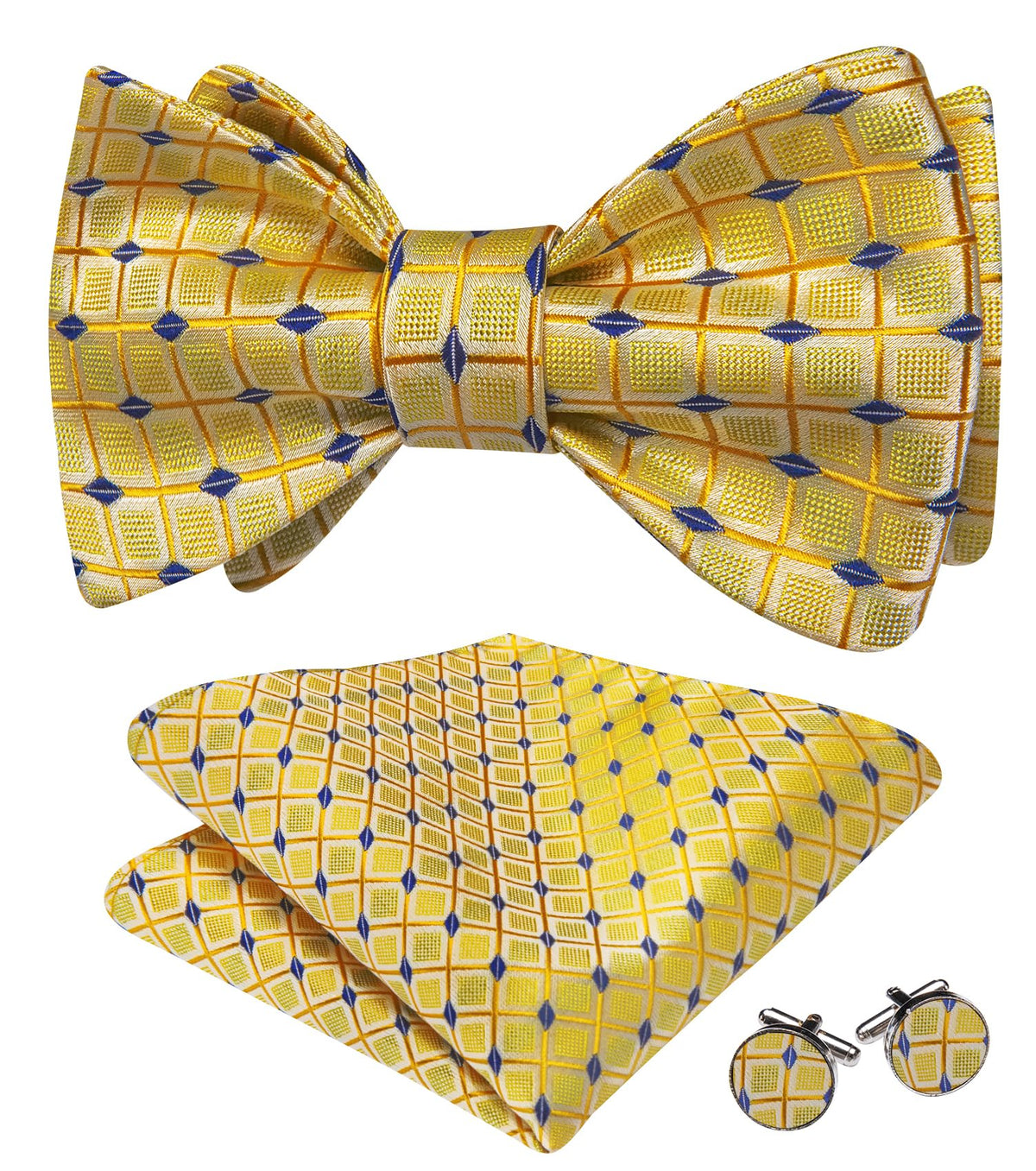 YOHOWA Bow Ties for Men Paisley Self Tie Bowtie Pocket Square Cufflinks Set