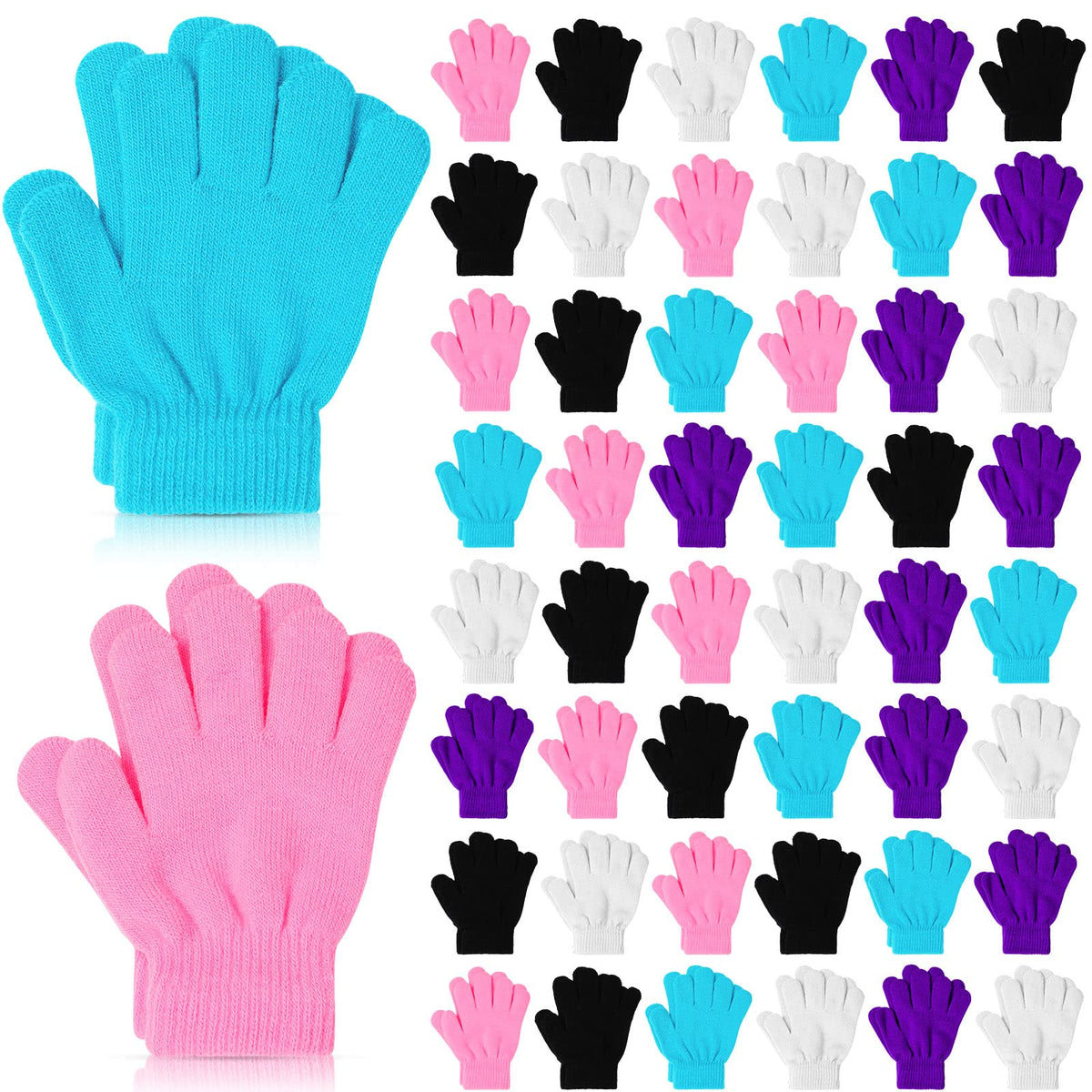 Handepo 50 Pairs Bulk Kids Gloves Winter