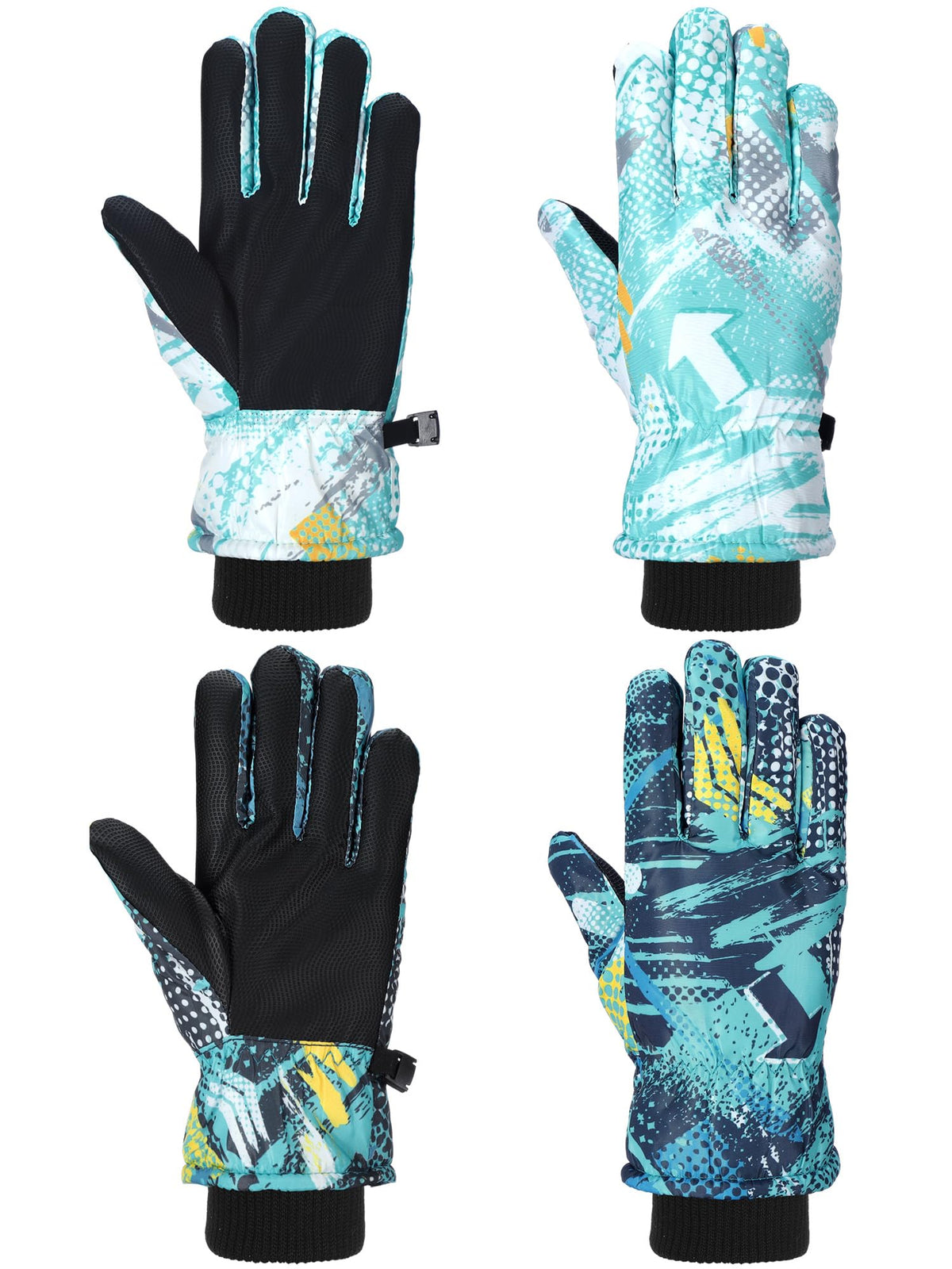 Honoson 2 Pairs Kids Waterproof Winter Snow Gloves