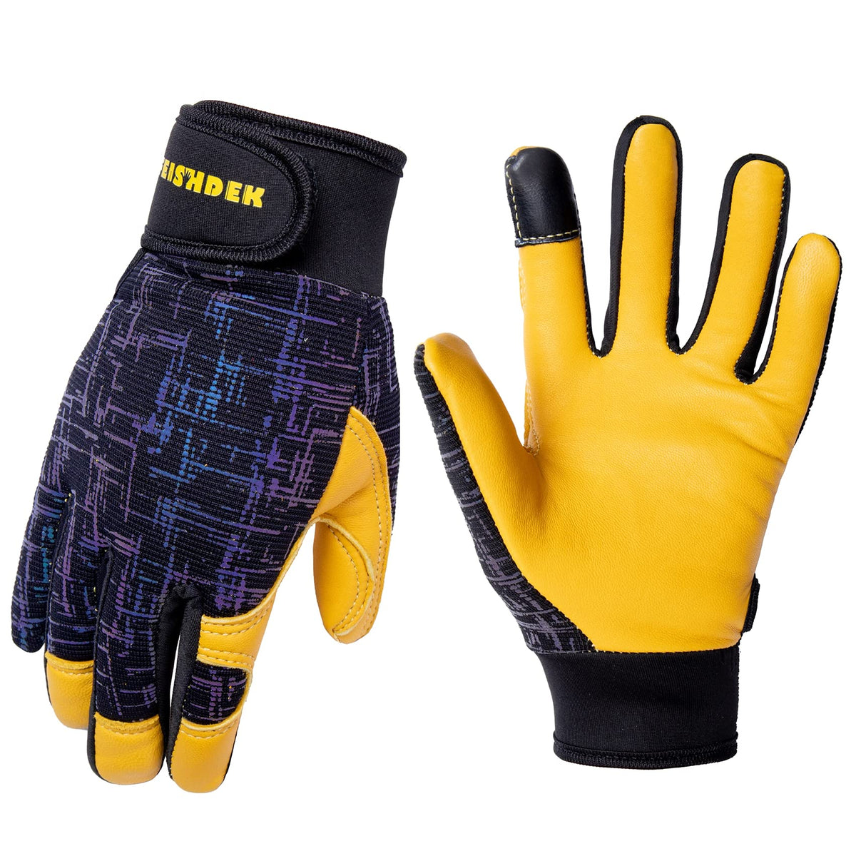 Kids Genuine Leather Work Gloves Age 2-12, Touchscreen, Reflective